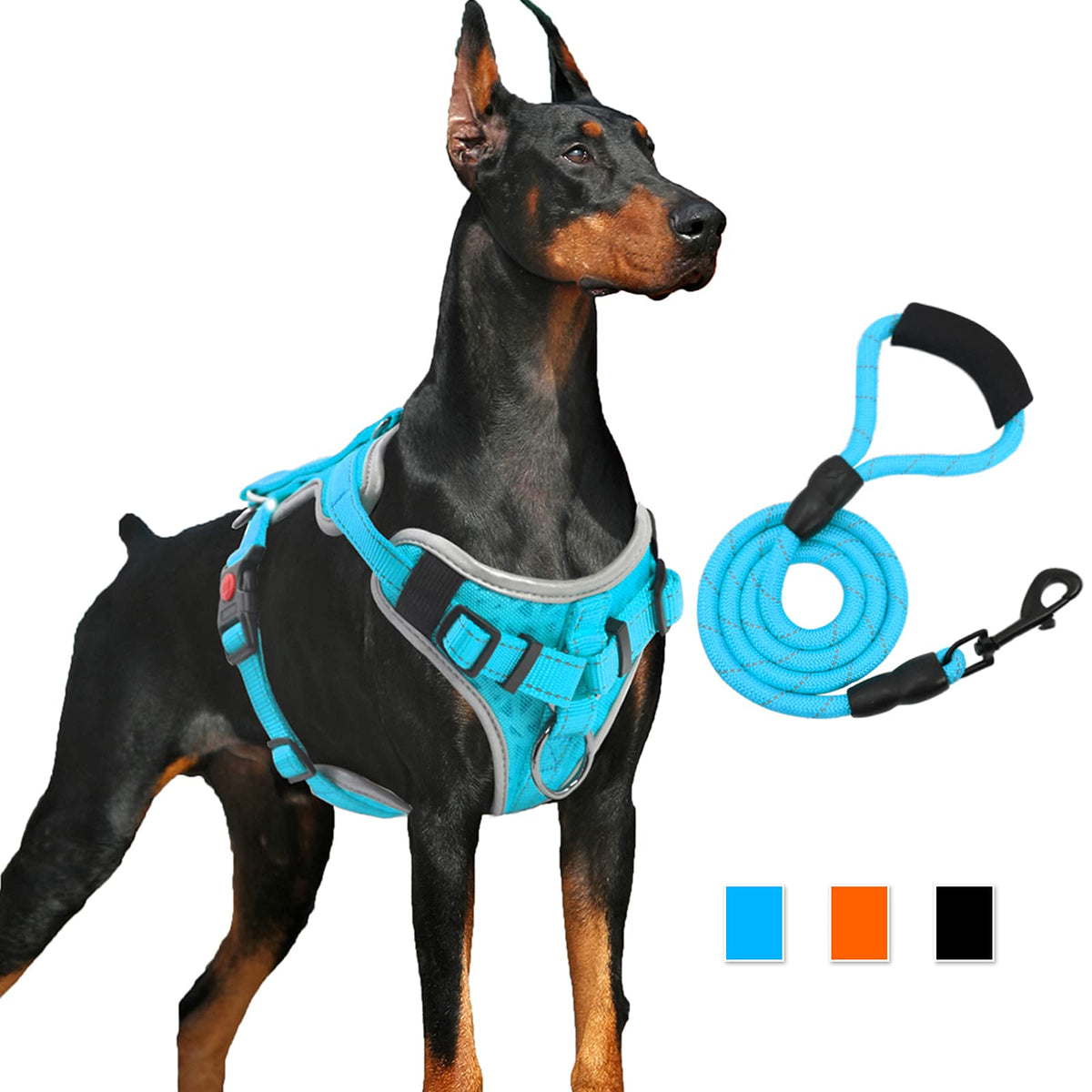 Supet Dog Harness No Pull, Dog Vest Harness With ?Free Dog Leash?, No Choke Dog Harness Adjustable Reflective Heavy Duty Pet Harness With Easy Control Handle For Small Medium Large Dog