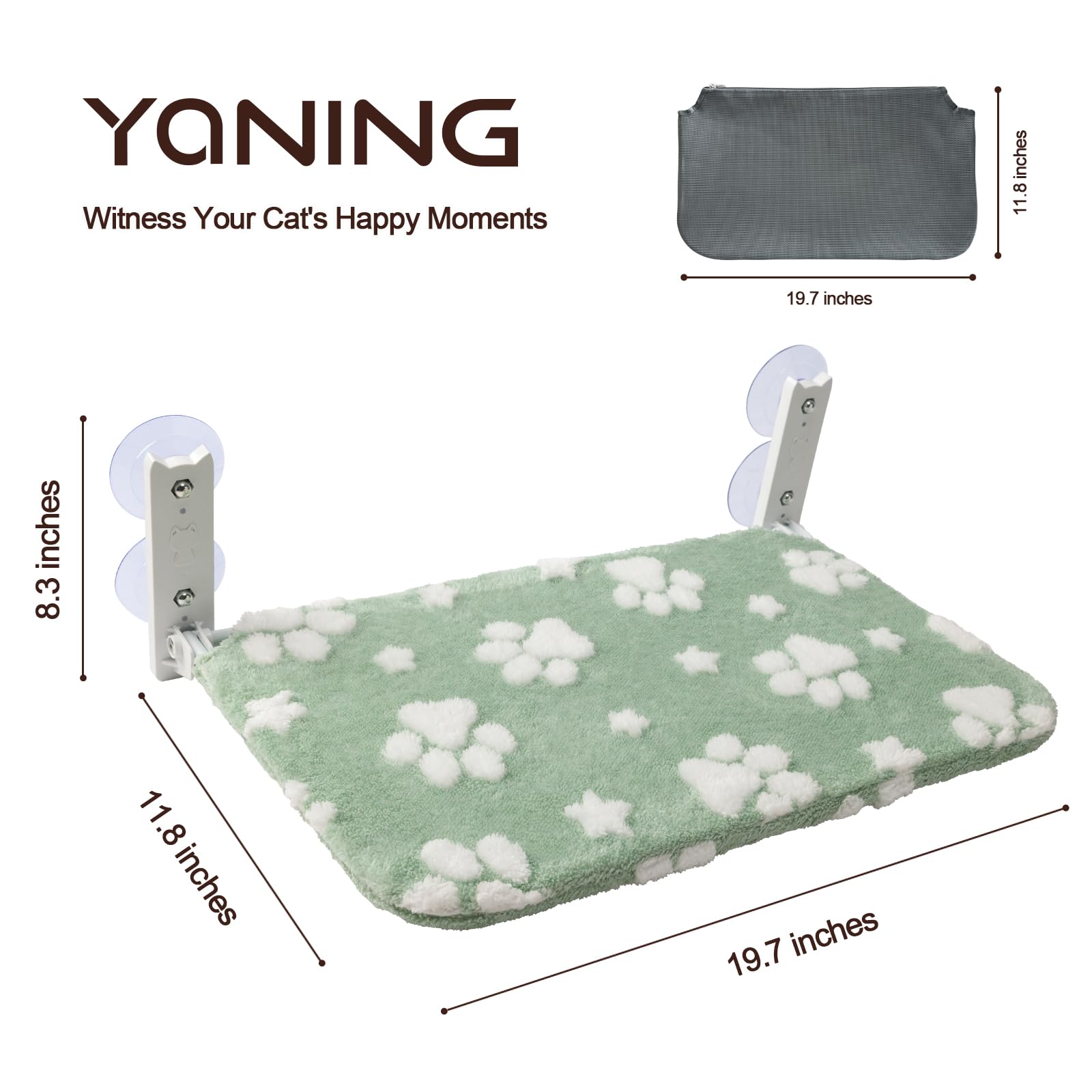 Yaning Cat Window Perch, Foldable Cat Window Hammock With Cute 3D Textured Flower Cover, Breathable Mesh Cover And Strong Suctio