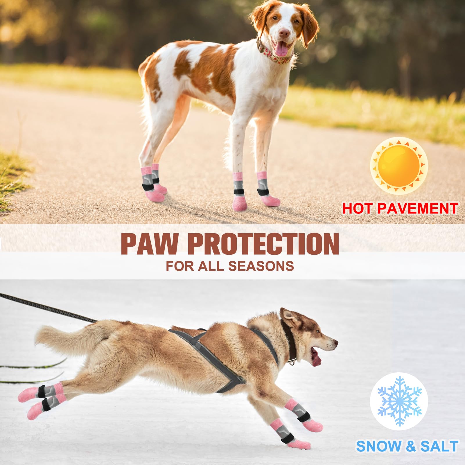 Beautyzoo Dog Socks To Prevent Licking Paws For Hardwood Floors Anti Slip, Dog Shoes Booties For Hot/Cold Pavement,Grippy Boots