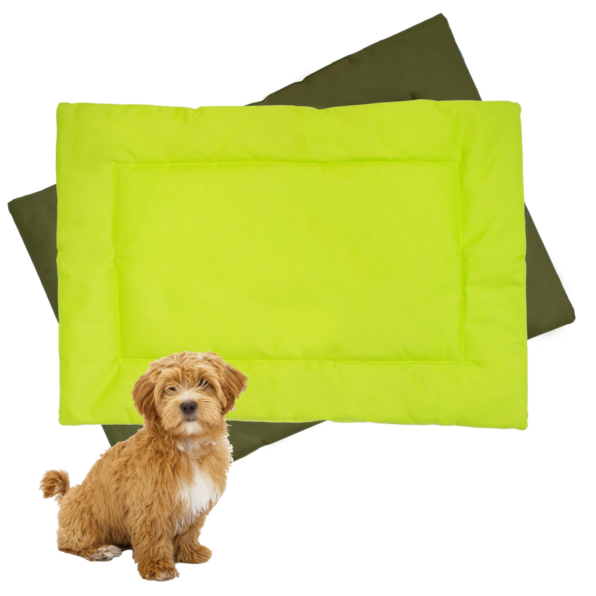 Downtown Pet Supply Dog Crate Pad, X-Small, Dark And Light Green, Waterproof Ripstop Nylon Fabric, Chew Proof And Machine Washab