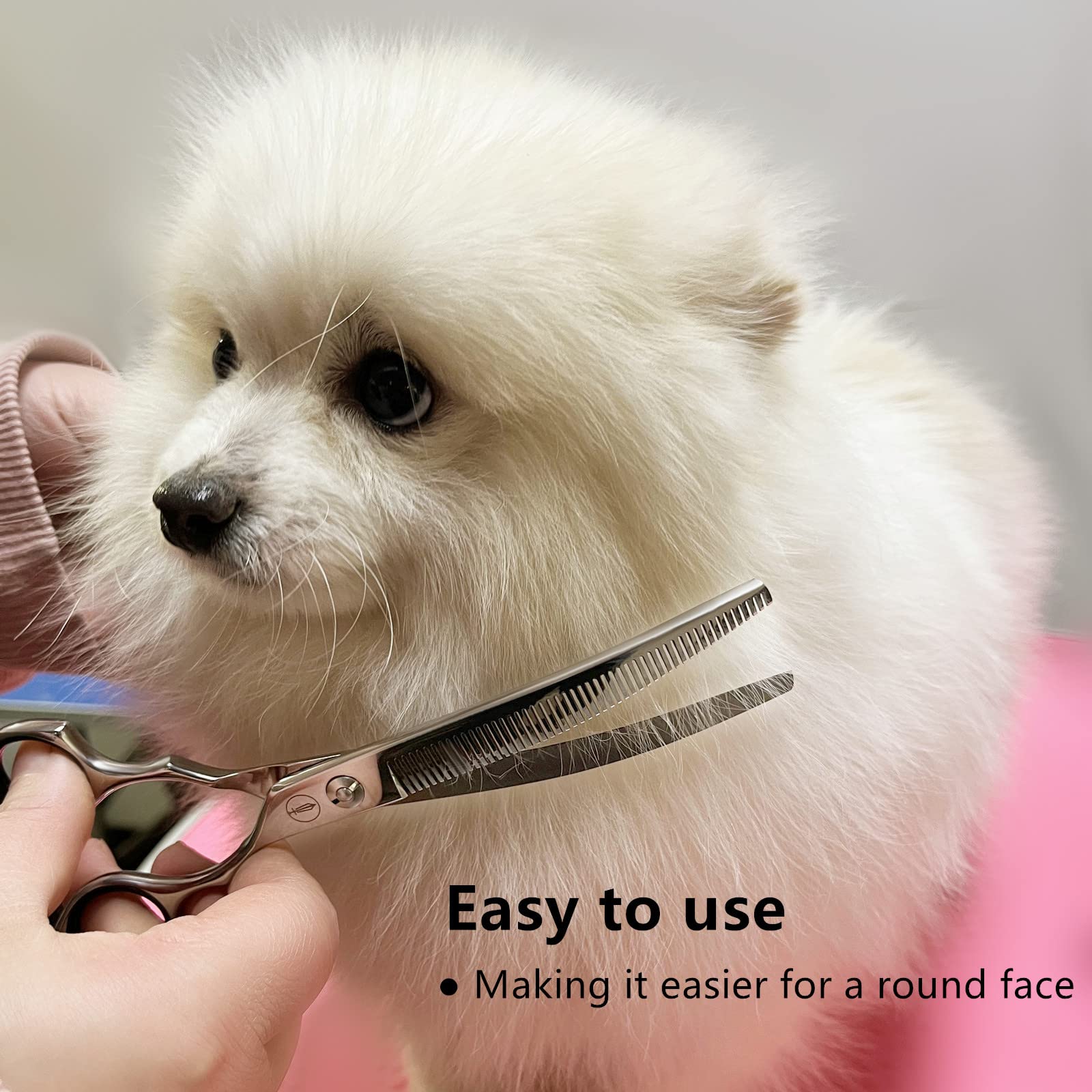 Hashimoto Curved Thinning Shears For Dogs,Curved Dog Thinning Shears For Grooming,Cat Curved Blender,50 Teeth,7.0 Inch,30% Thinn