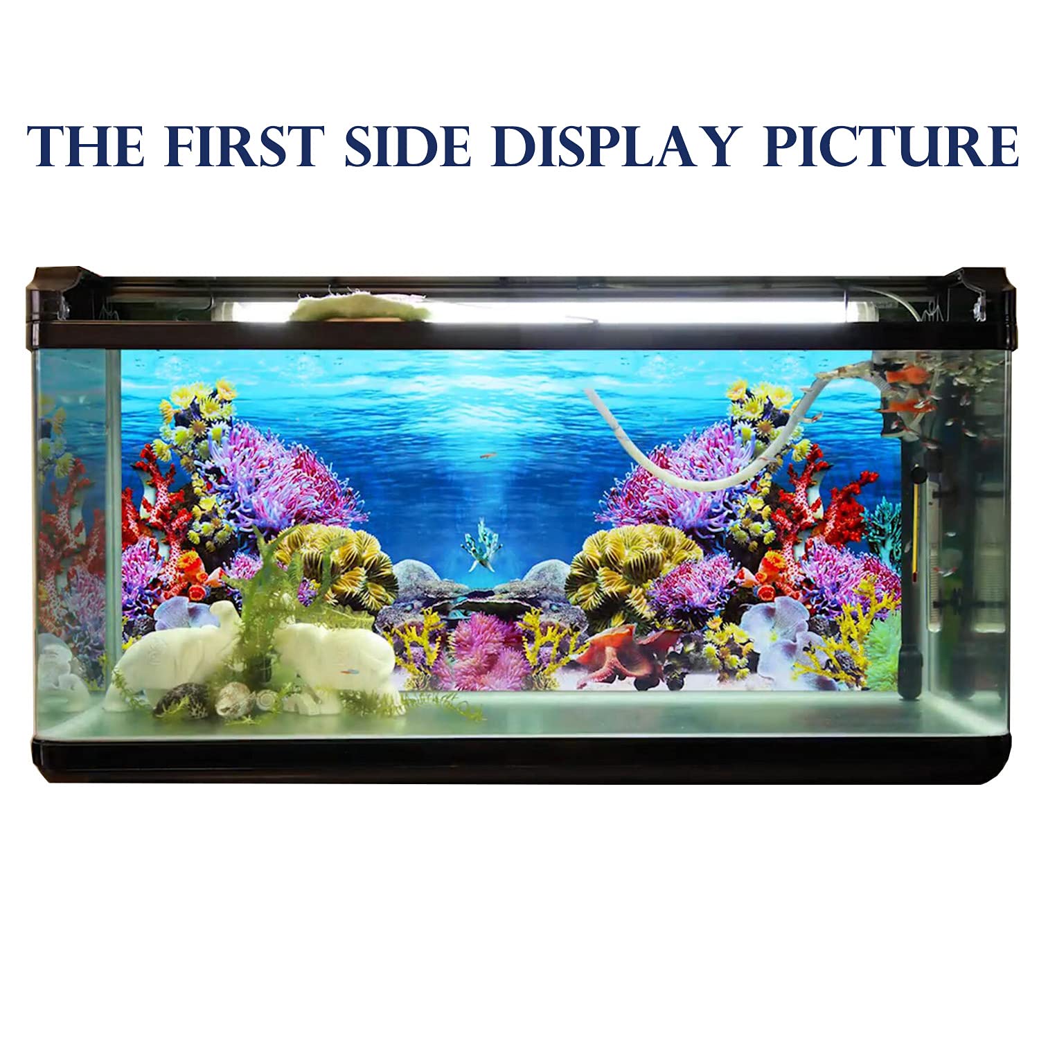 ELEBOX New 23 x 71 Fish Tank Background Paper Wallpaper 2 Sided Colorful Seaweed Water Plants Aquarium Background Picture