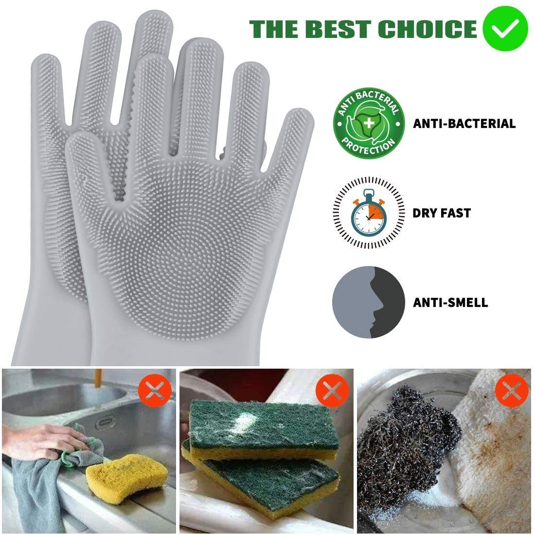 Sene Pet Grooming Gloves, Silicone Gloves Dog Bathing Supplies Hair Removal Gloves, High Density Teeth Bathing Shampoo Shedding Bath Brush Scrubber Washing For Dod And Cat