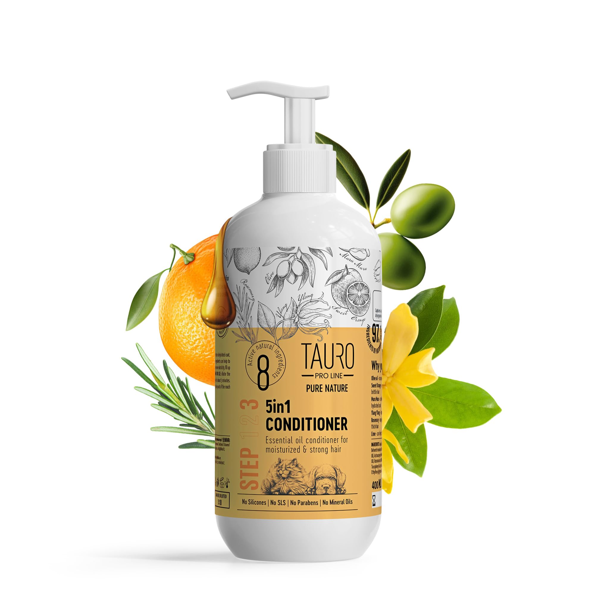Moisturizing Dog Conditioner 5In1 - Allergy Dog And Cat Shampoo, Sulfate Parabens Sls Free Natural Composition Grooming Product 