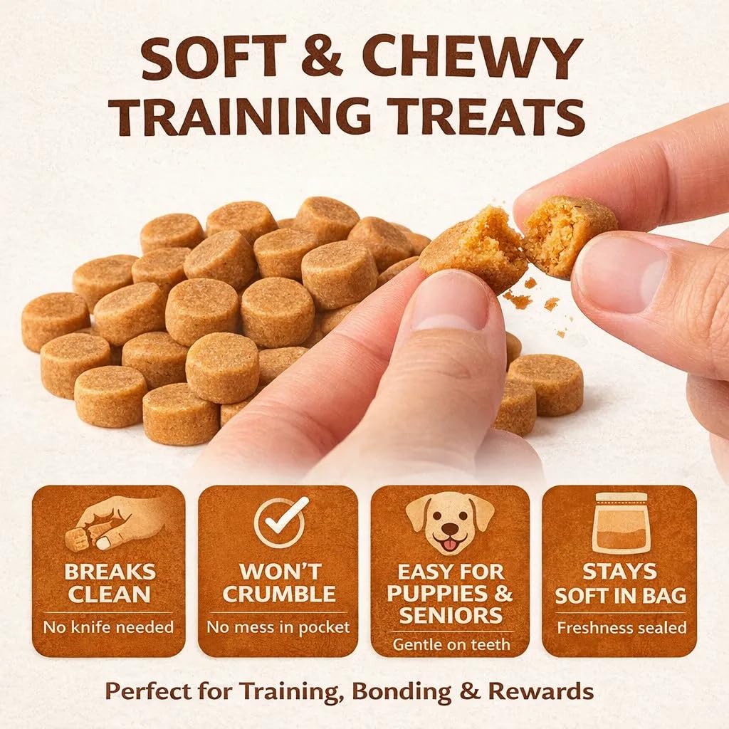 Natural Grain-Free Puppy & Dog Training Treats - Low-Calorie Tender Tidbits (Beef, Chicken, Peanut Butter & Salmon) Made in USA