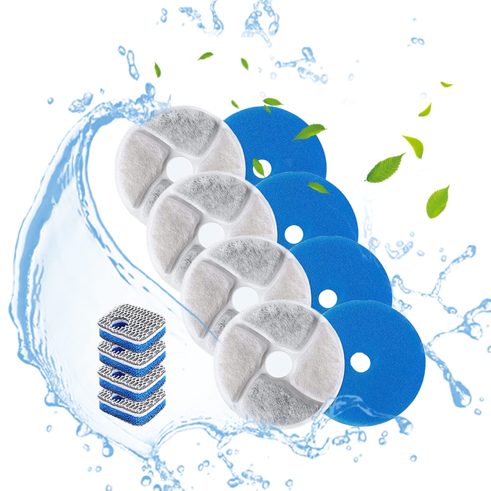 Soron Cat Water Fountain Filters, 4 Packs Replacement Filters For Automatic Pet Fountain, 4.13Inch Filters For Cat Water Fountai