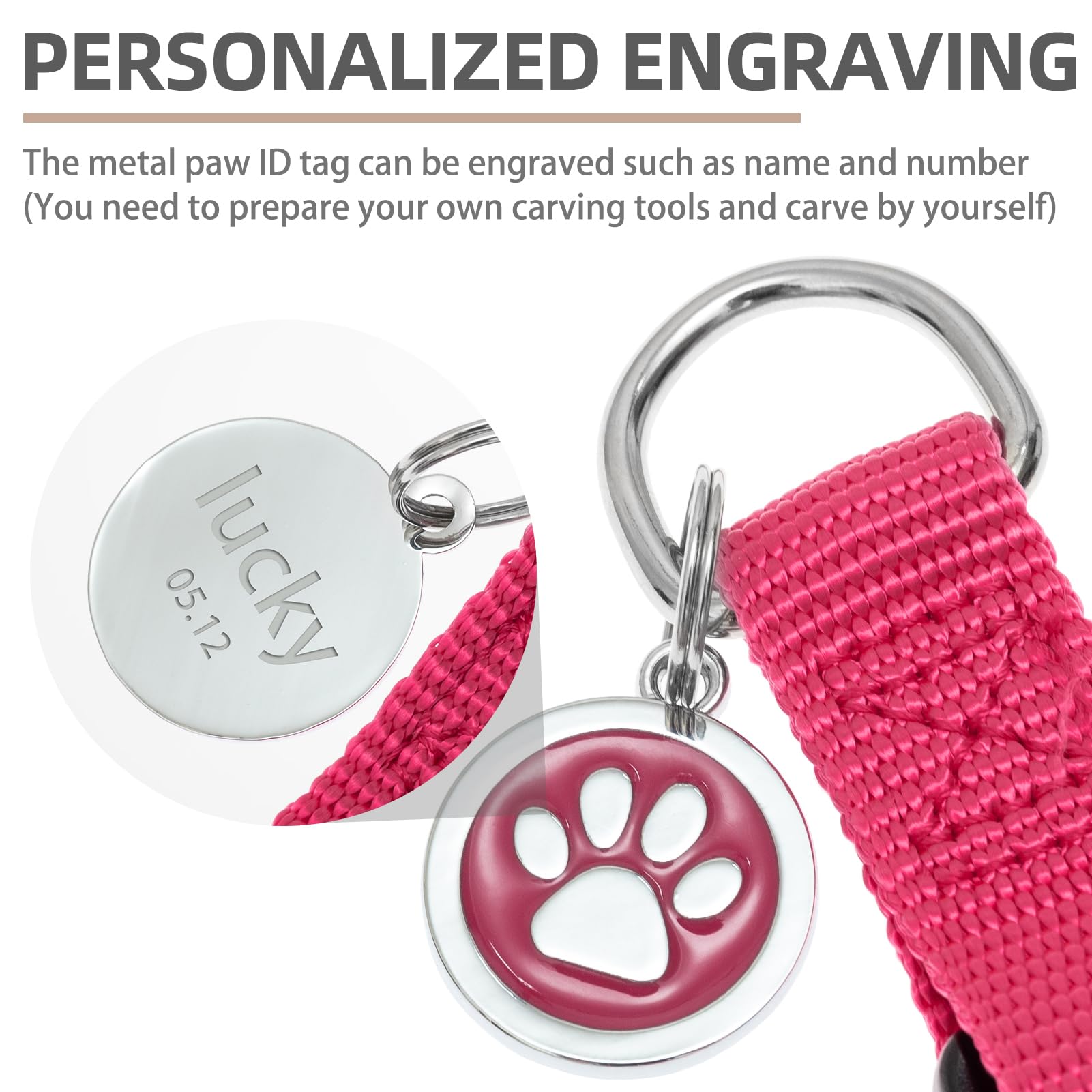 Pupteck No Pull Dog Harness Soft Adjustable Basic Nylon Step In Puppy Vest Outdoor Walking With Id Tag Medium Deeppink