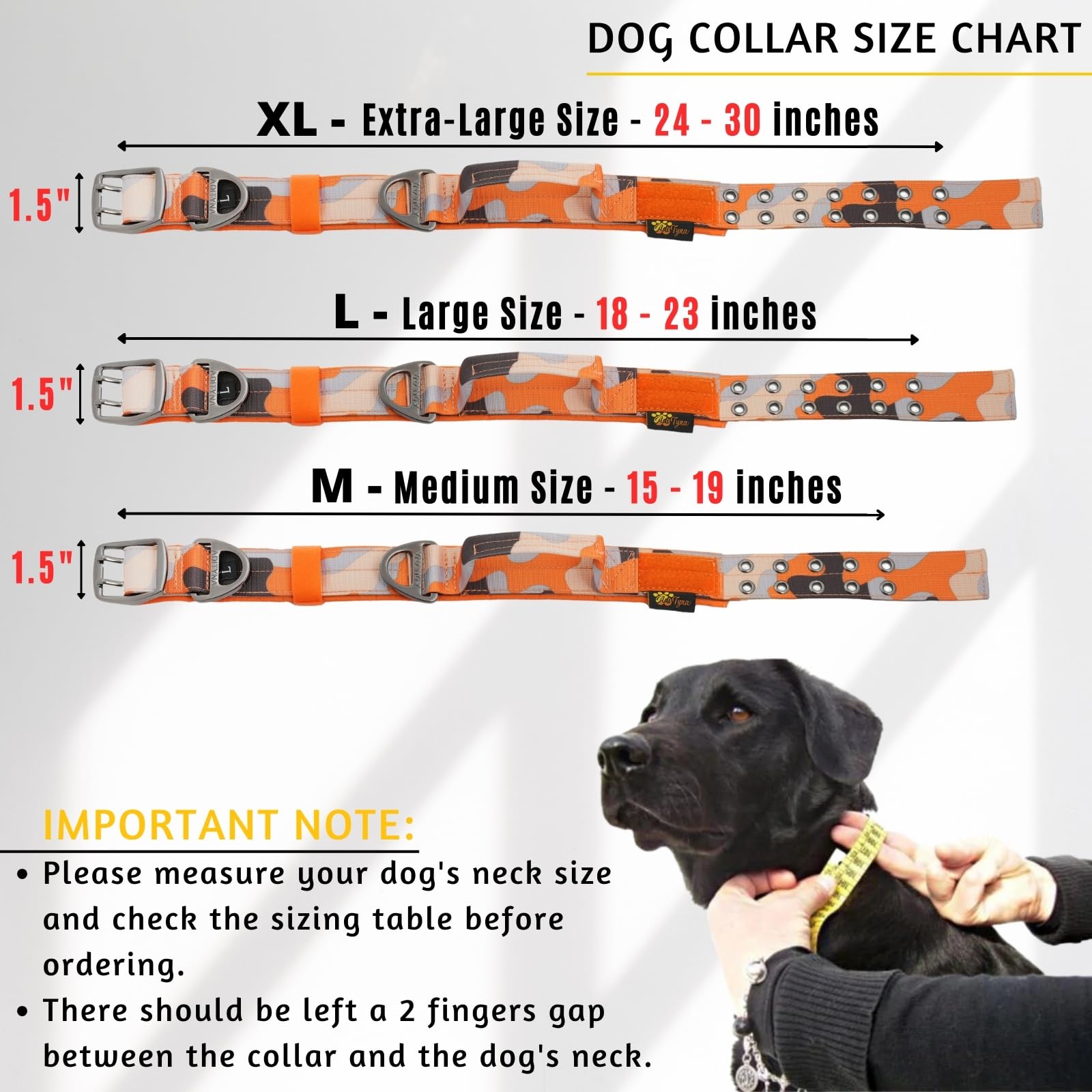Adityna Heavy Duty Dog Collar For Extra-Large Dogs - Camo Orange Collar With Handle For Training, And Walking - Wide, Thick, Tac
