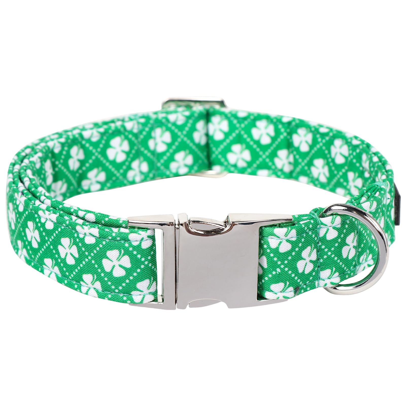 Maca Bates St Patricks Day Dog Collar Irish Clover Dogs Verdant Green Checkered Clovers Soft Adjustable Saint Patrick'S Shamrock