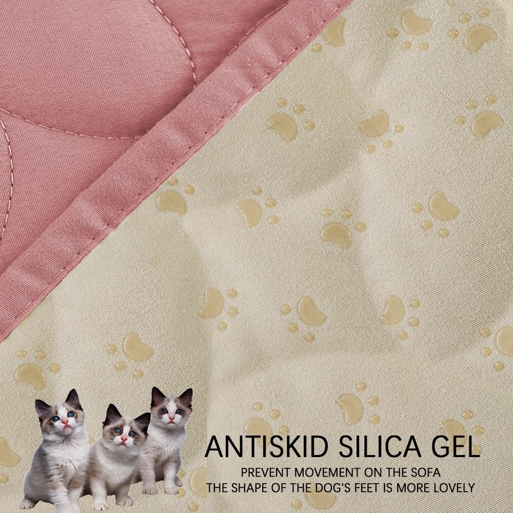Ameritex Waterproof Pet Bed Cover Anti-Slip Dog Bed Blanket for Sofa and Furniture Waterproof New Pattern Design (Pink, 30x90 In