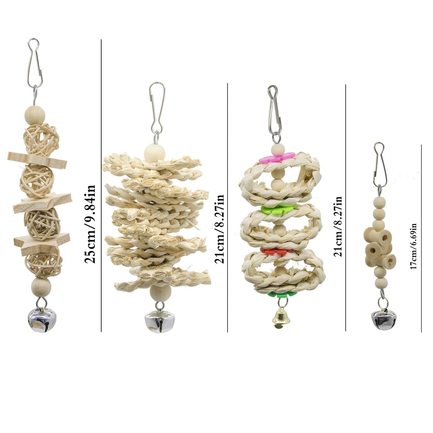 Deloky 7 Packs Bird Parrot Swing Chewing Toys-Hanging Bell Bird Cage Toys Suitable For Small Parakeets, Cockatiels, Conures, Finches,Budgie,Macaws, Parrots, Love Birds