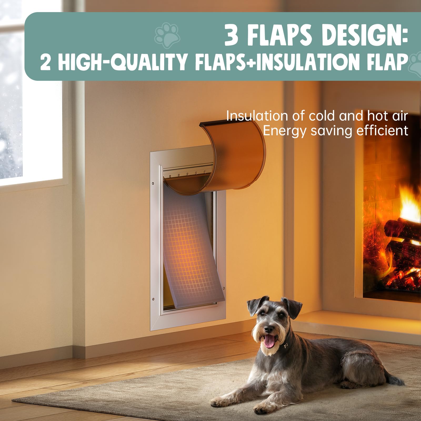 3-Flap Dog Door, All Aluminum Alloy Large Dog Doggy Doggie Door For Wall, Telescoping Tunnel, Heavy Duty Pet Door For Dogs, Insu