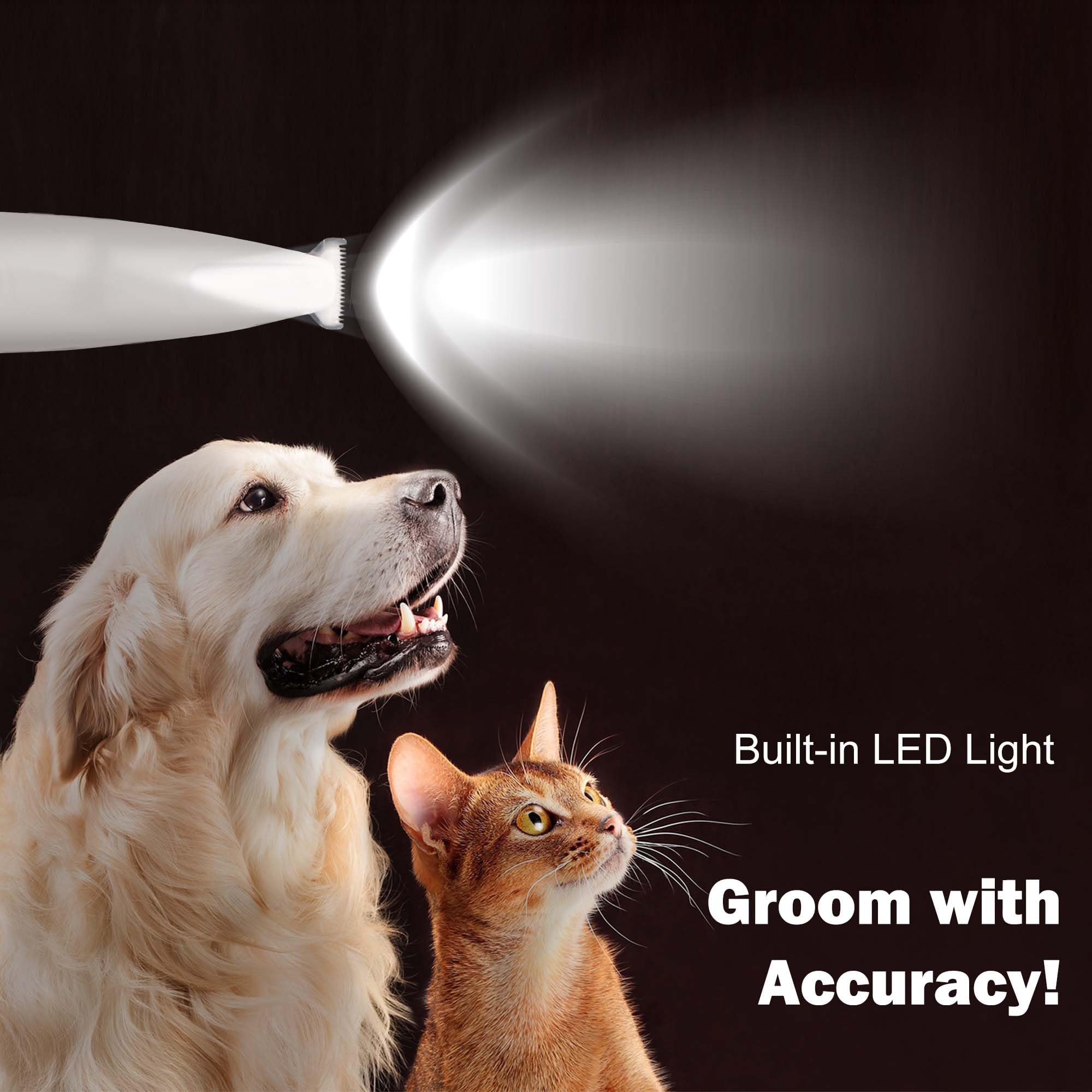 Dog Grooming Kit With Led Light, 18Mm Blade Cat Clippers For Grooming, 35Db Low Noise Pet Paw Trimmer, Precision Clippers For Pa