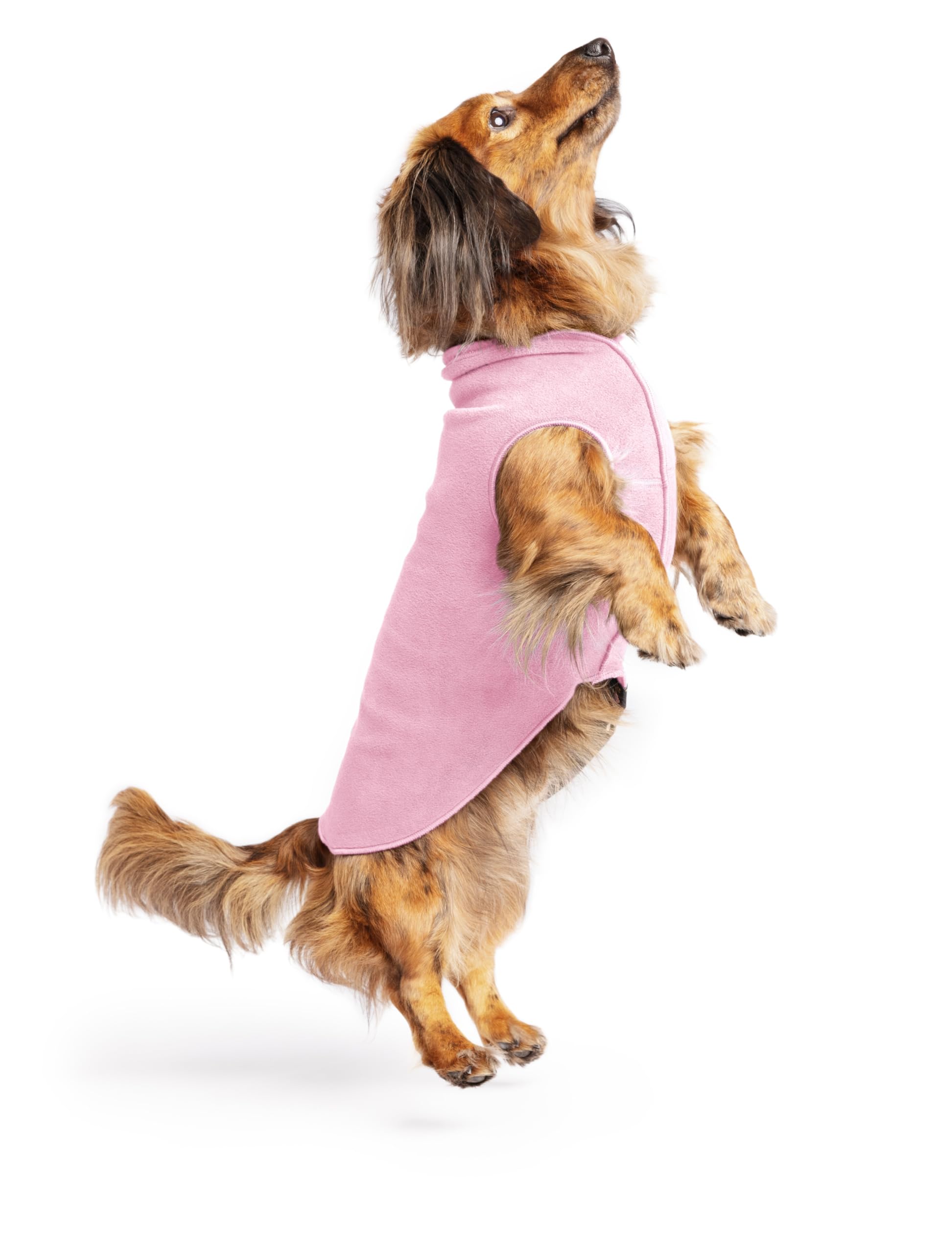 Gold Paw Stretch Fleece Dog Coat, Stretchy Pet Sweater, Machine Washable Pullover For Winter And Fall, Rose, 12