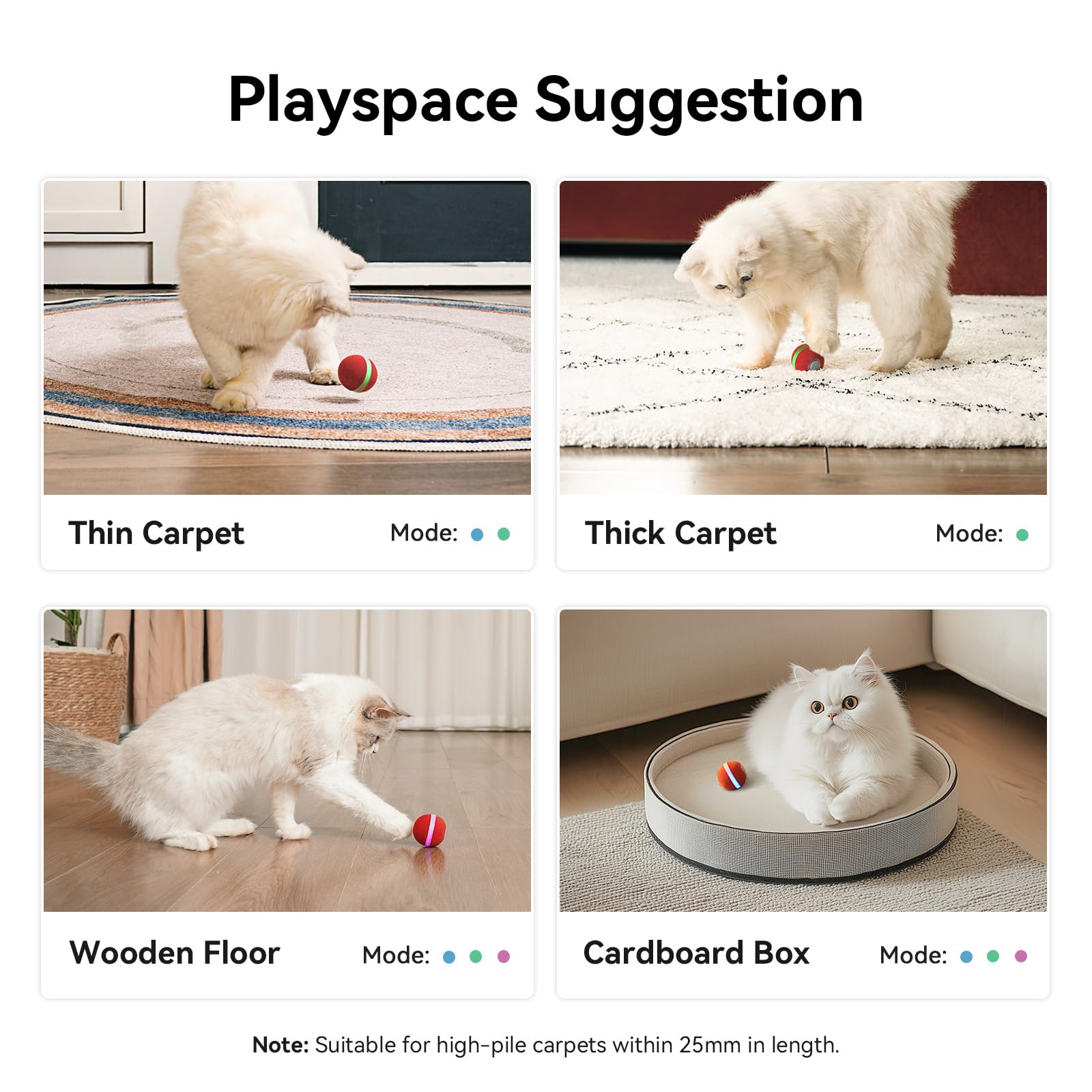 Cheerble Interactive Cat Ball Toy, Wicked Ball M3, Automatic Moving Smart Anti-Depression Pet Toy Fun Gift With Light