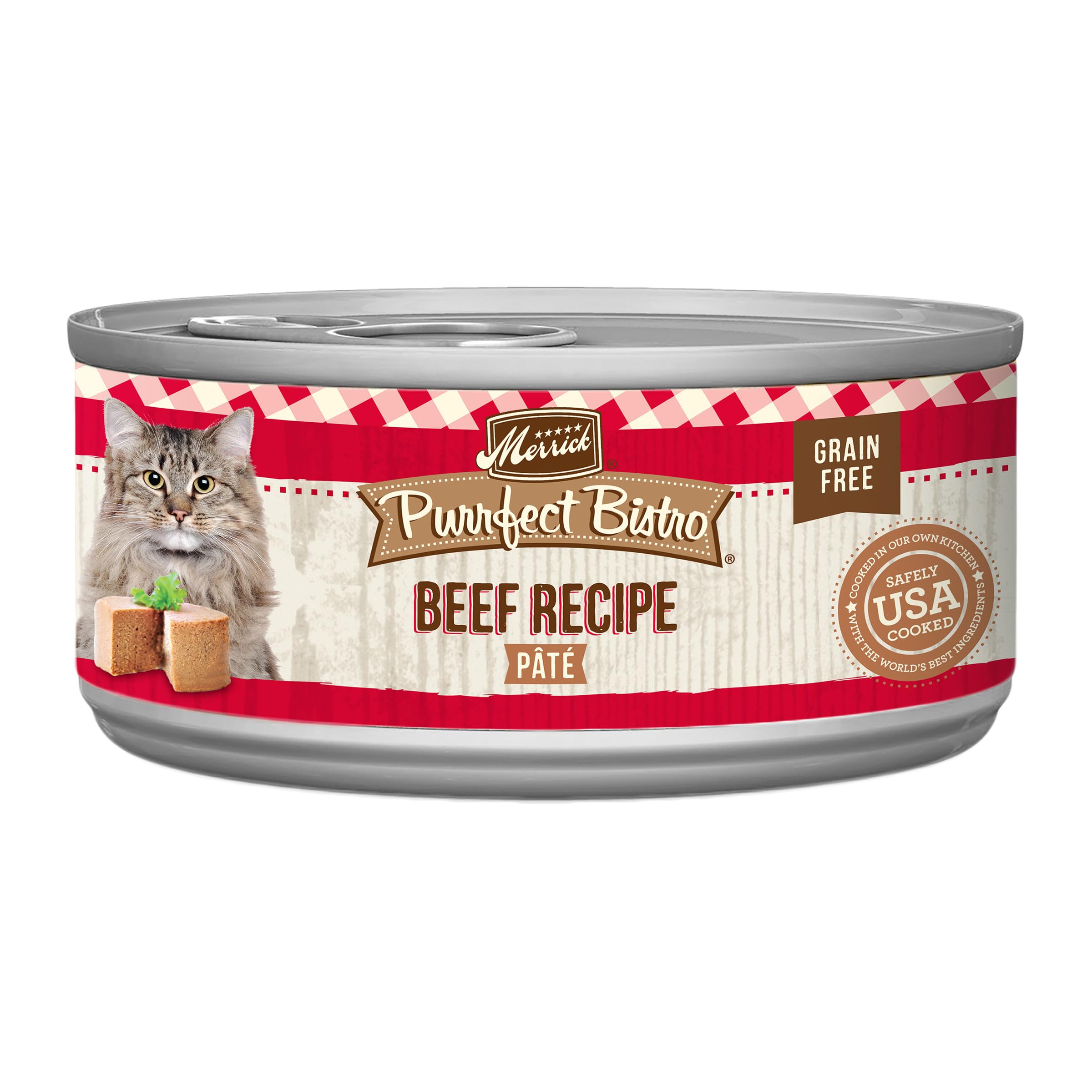 Merrick Purrfect Bistro Grain Free Premium Soft Canned Pate Adult Wet Cat Food, High Protein Beef Recipe - (Pack of 24) 3 oz. Ca