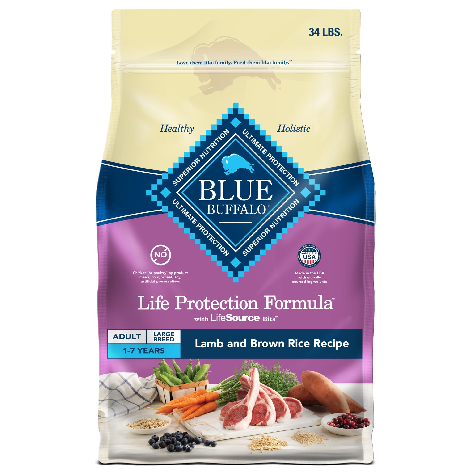 Blue Buffalo Life Protection Formula Large Breed Adult Dry Dog Food, Promotes Joint Health and Lean Muscles, Made with Natural I