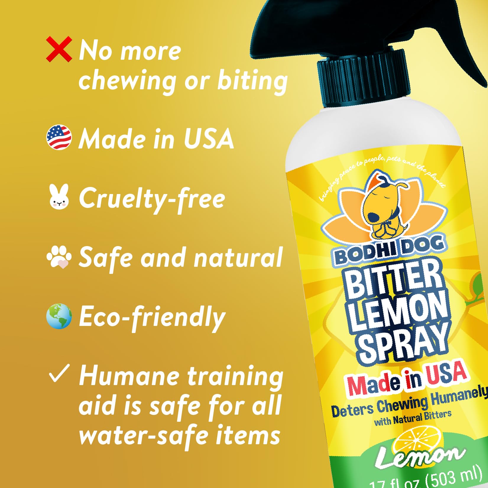 Bodhi Dog Bitter Lemon Spray - Anti-Chew Spray For Dogs, Cats, Puppies, & Kittens - Training Aid For Chewing - Safe & Non Toxic