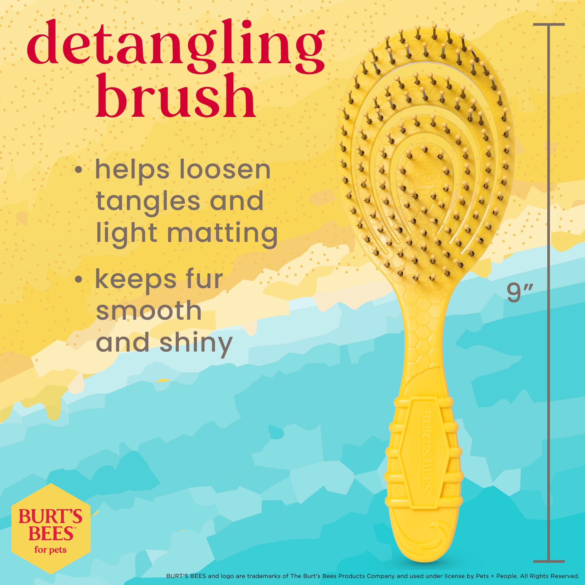 Burt's Bees for Pets Detangling Pin Brush for Dogs - 9 Inch, Plastic, Eco-Friendly Design, Ideal for Medium to Long Hair