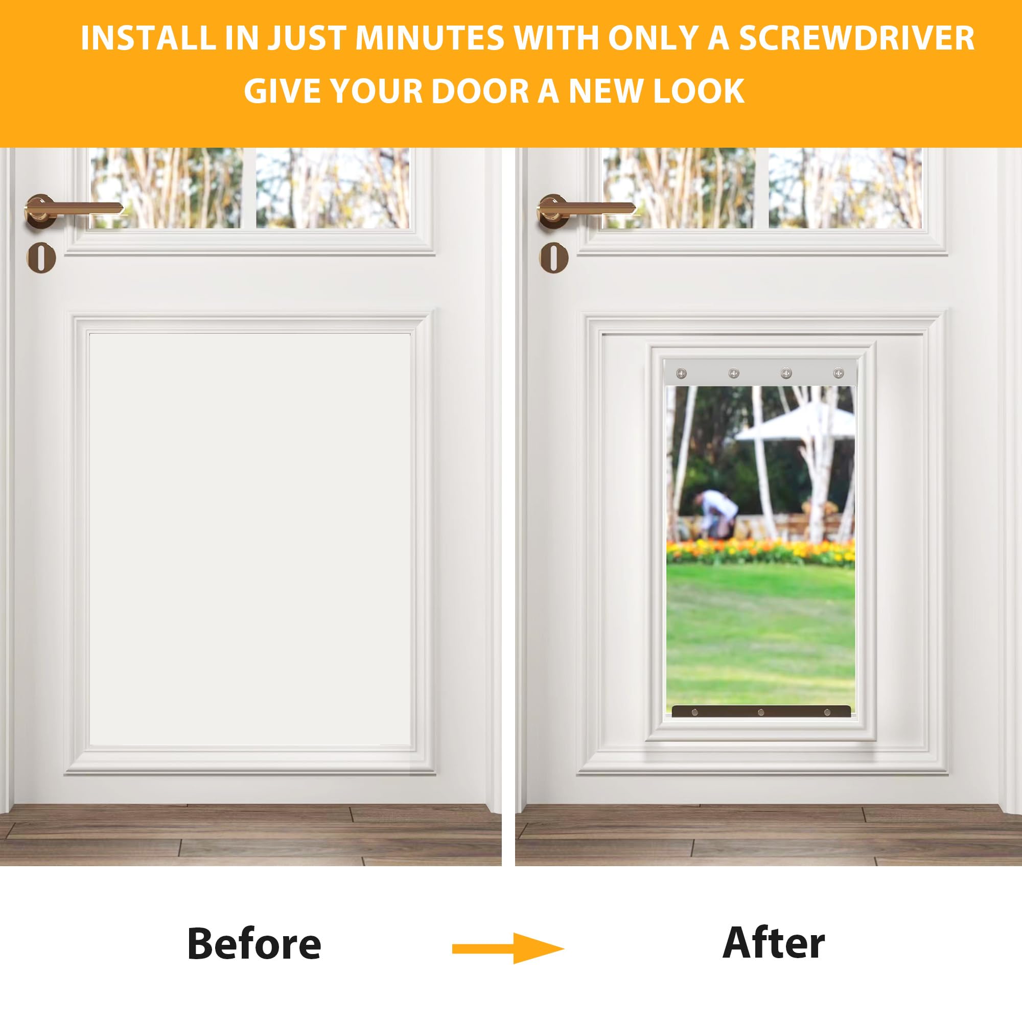 2pack Dog Door Replacement Flaps Size 9 3/4'' x 17'', Doggie Door Replacement Flaps fit Dogs up to 65 lbs, Doggy Door Replacemen