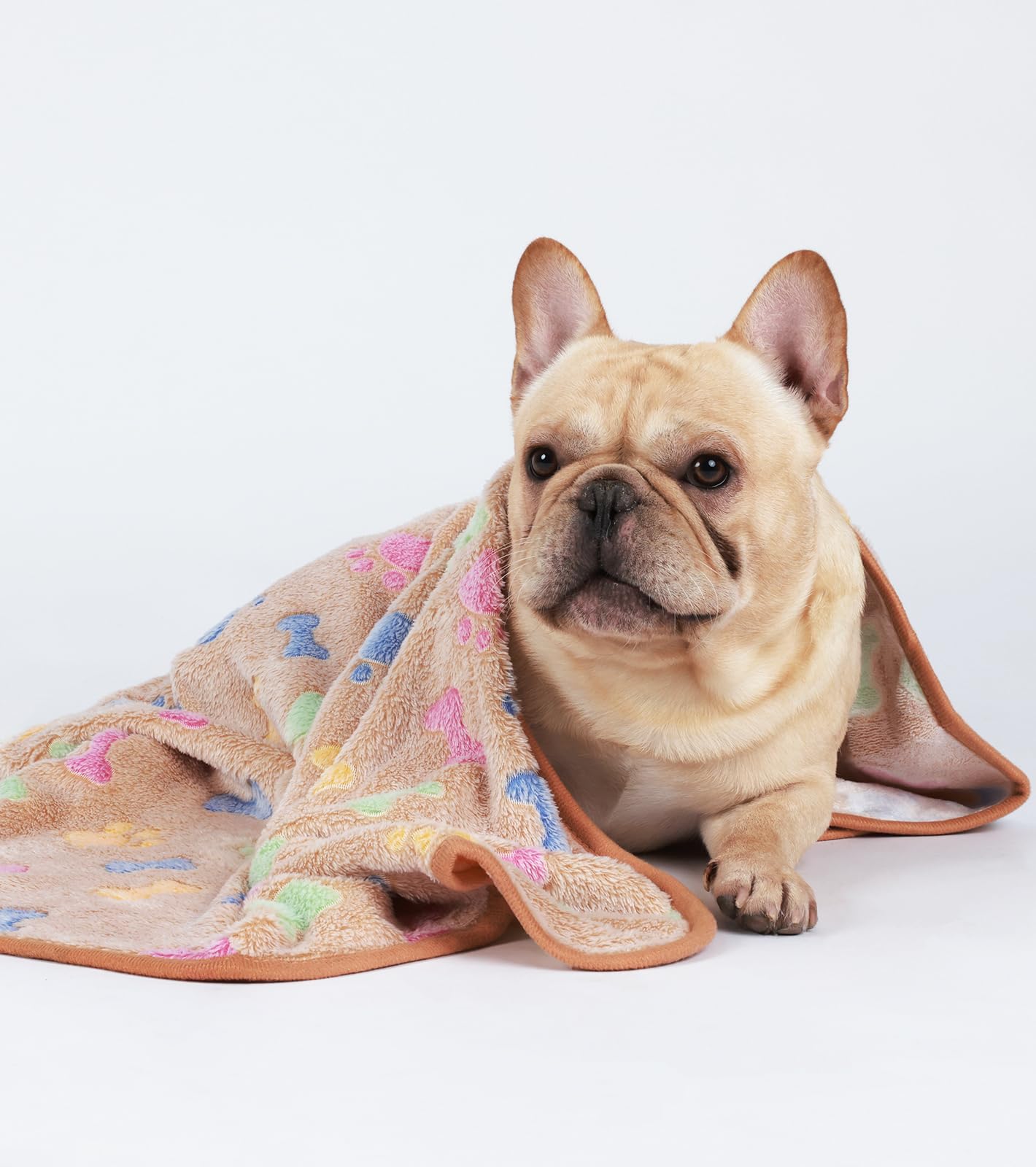 1 Pack 3 Blankets Super Soft Fluffy Cute Bone Pattern Pet Blanket Flannel Throw For Dog Puppy Cat Pink/Brown/Purple Large