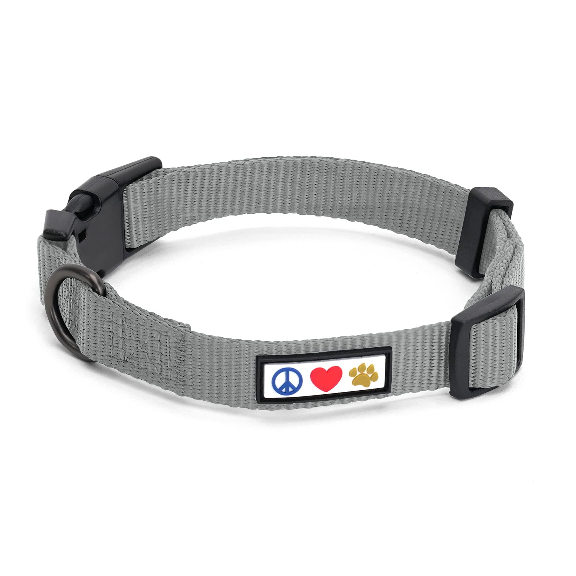 Pawtitas Dog Collar For Large Dogs Adjustable Dog Collar Heavy Duty Waterproof Collars For Dogs With Quick-Release Buckle - Grey