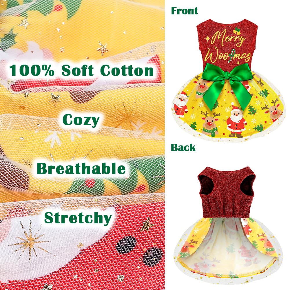 Dog Christmas Outfit And Costume - Funny Puppy Dress With Bow For Small And Large Dogs - Pumpkin Witch Bat Pet Halloween Costume