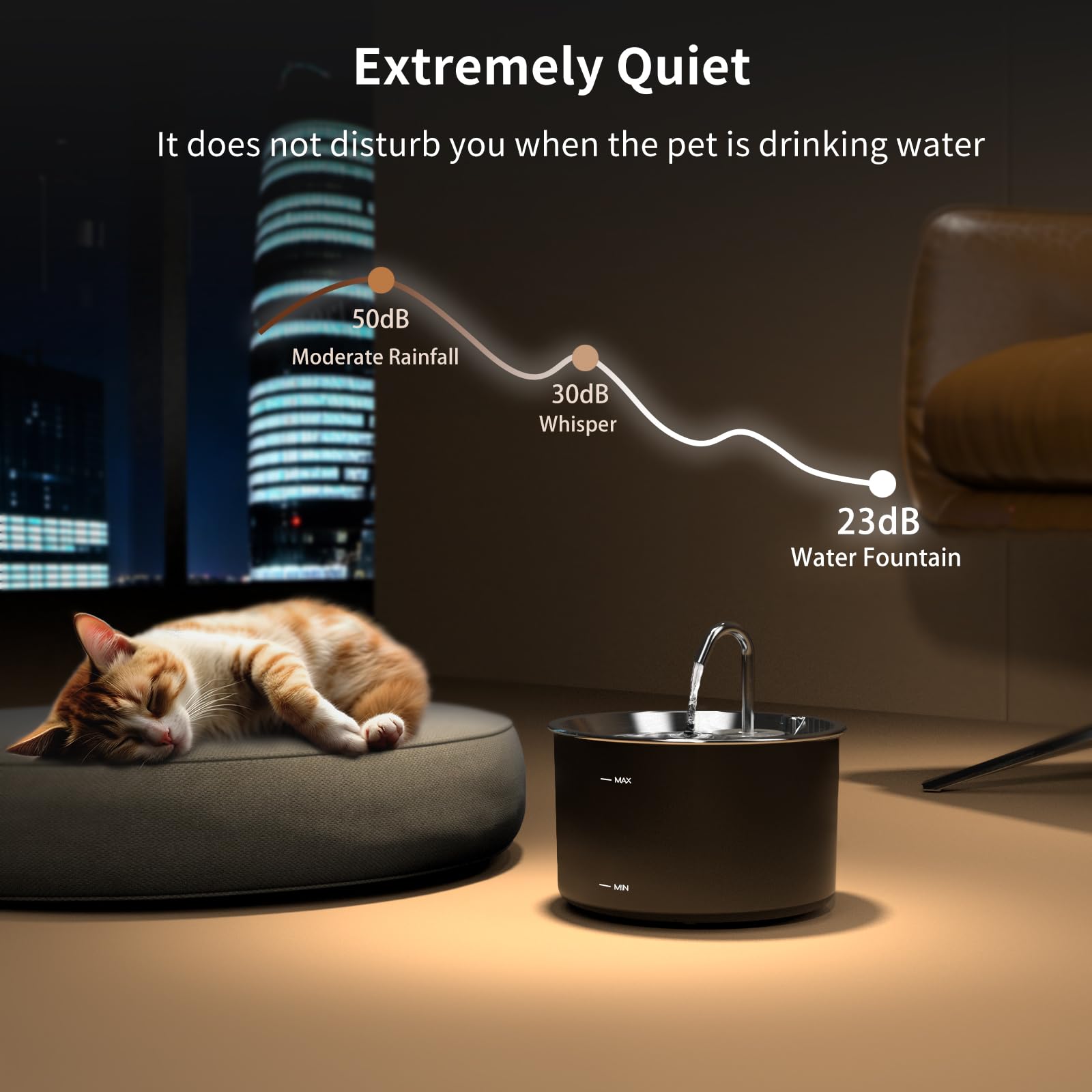 Vividorama Cat Water Fountain Stainless Steel Lid, 3L/101Oz Pet Water Fountain, Dog Waterer With Quiet Pump And 4-Layer Filtrati