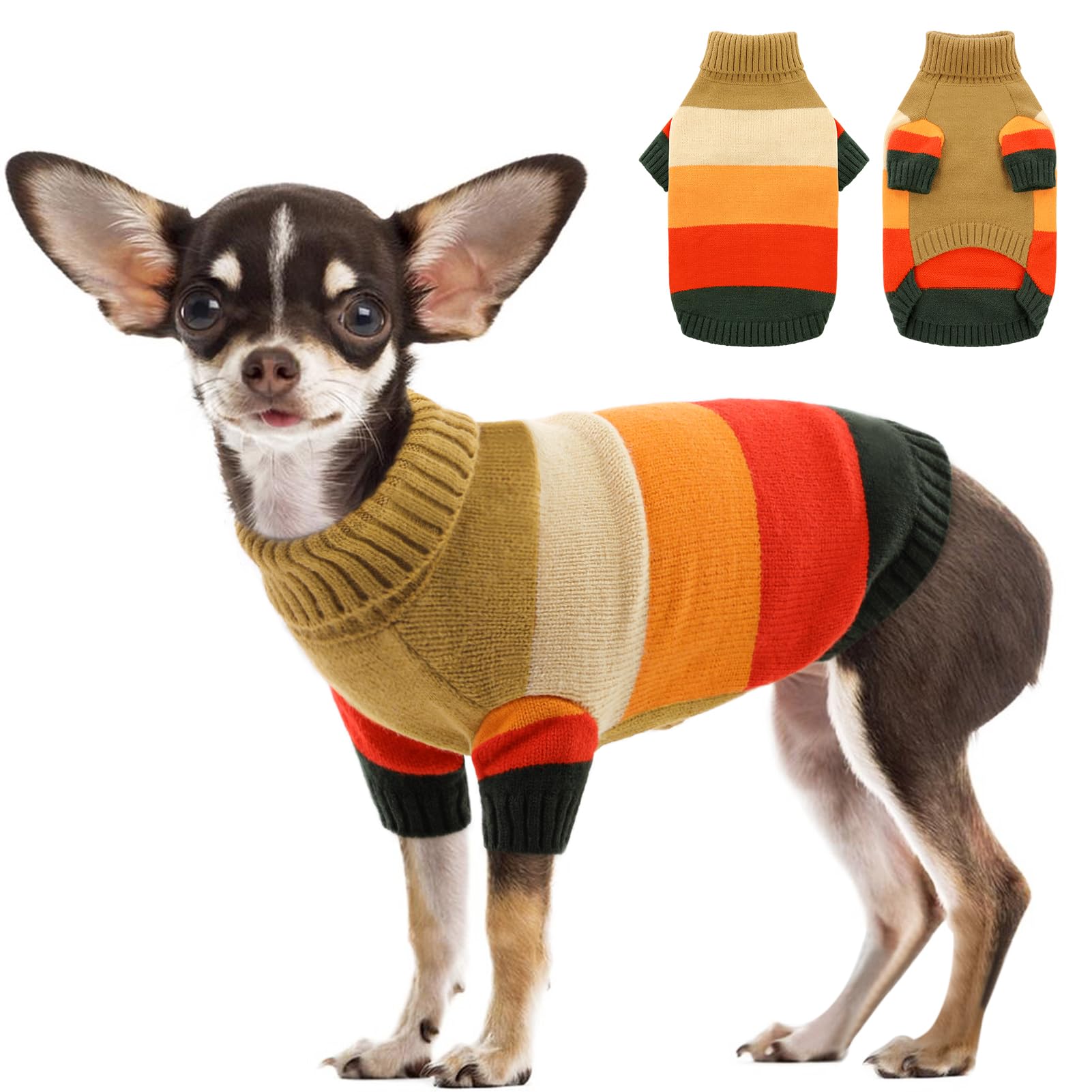 AOFITEE Small Dog Sweater, XS Dog Sweater Girls Boys, Stretchy Turtleneck Dog Sweaters for Small Dogs, Warm XSmall Fall Dog Swea