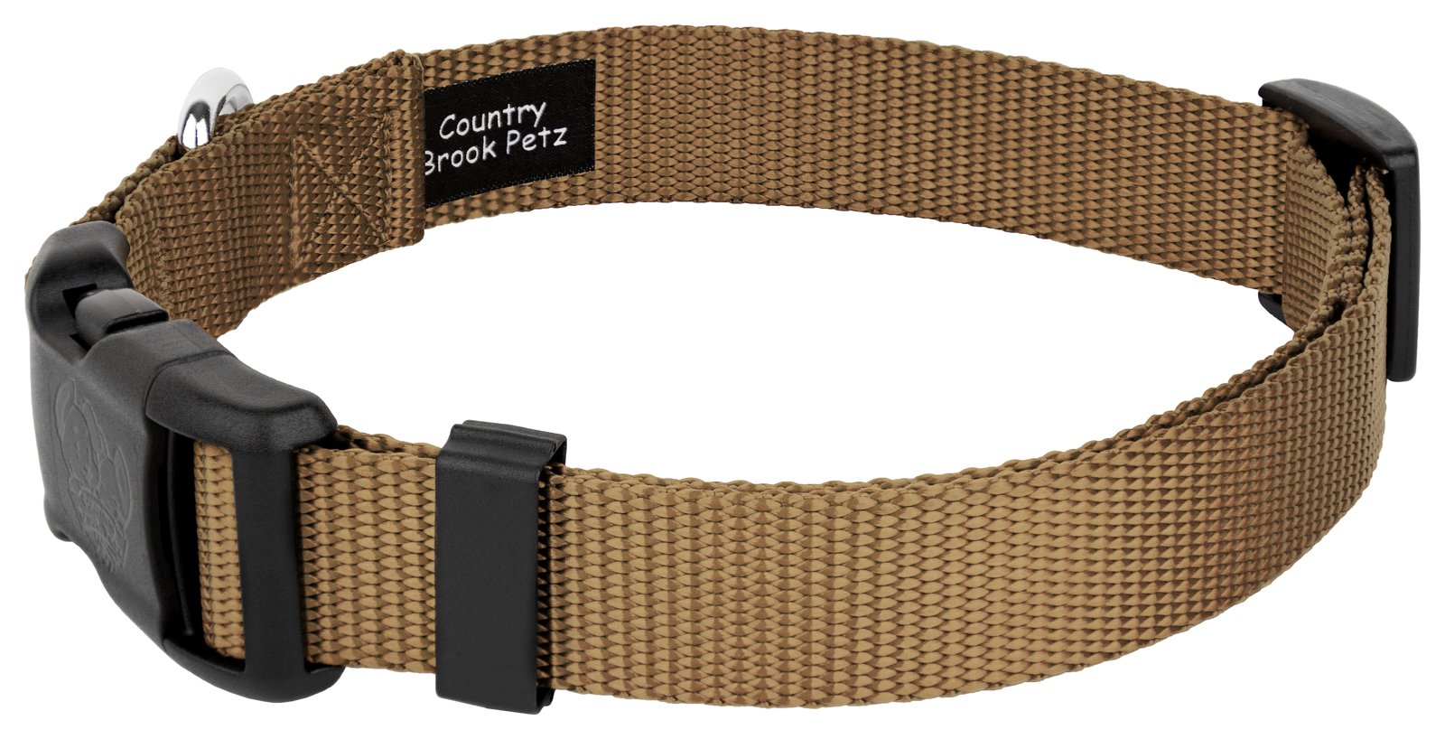 Country Brook Petz - 30+ Vibrant Colors - American Made Deluxe Nylon Dog Collar With Buckle (Micro, 3/8 Inch Wide, Coyote Tan)