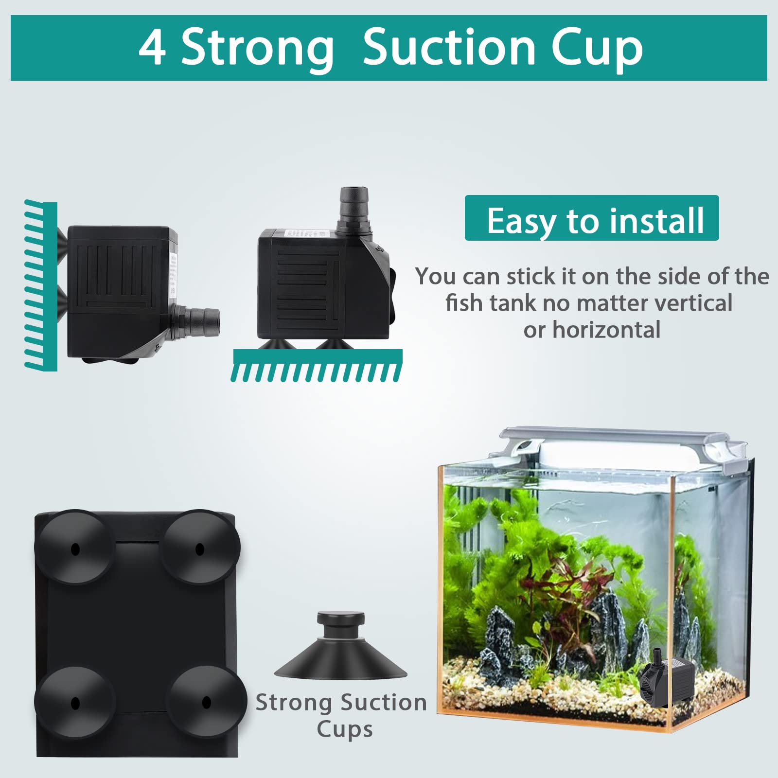 FREESEA Aquarium Submersible Fountain Pump: 30W 550GPH Adjustable Quiet Water Pumps with 7.2ft High Lift for Small Pond | Waterf