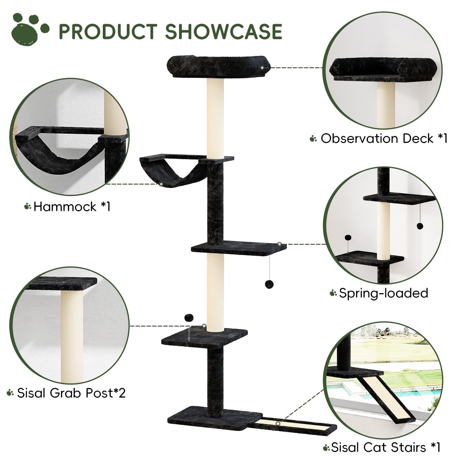 Nunu Lab Wall Mounted Cat Climber Set, Wall Furniture Set, Diy Wall/Window Shelves, Scratching Post, Comfortable Bed, Cat Shelve