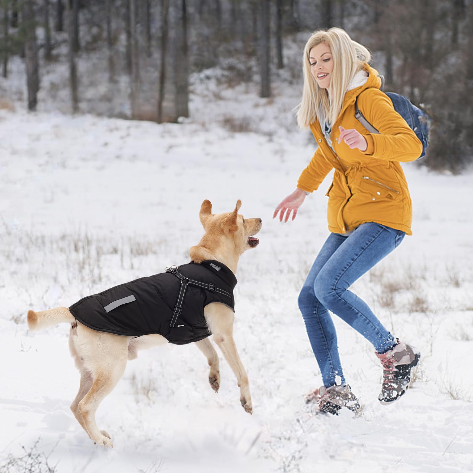 Dog Coat: Warm Winter Jacket With Built-In Harness - Fleece, Waterproof Vest With Reflective Stripes For Small Medium Large Dogs