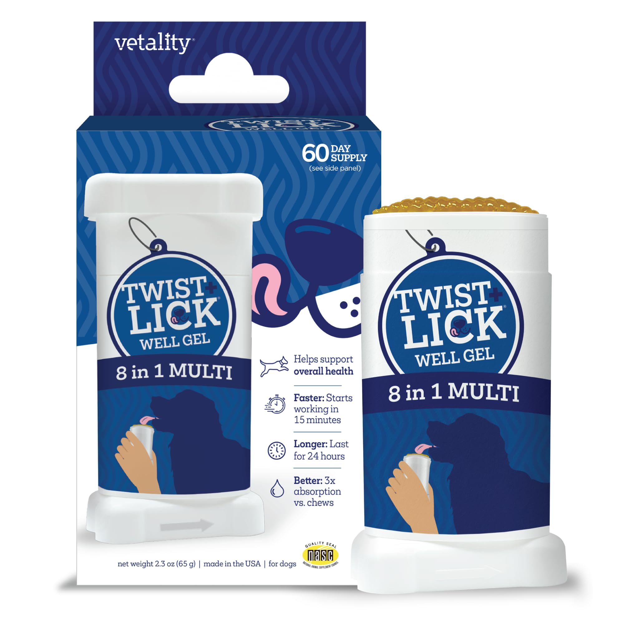 Twist and Lick Vetality Well Gels 8 in 1 Dog Supplement, 60 Day Supply