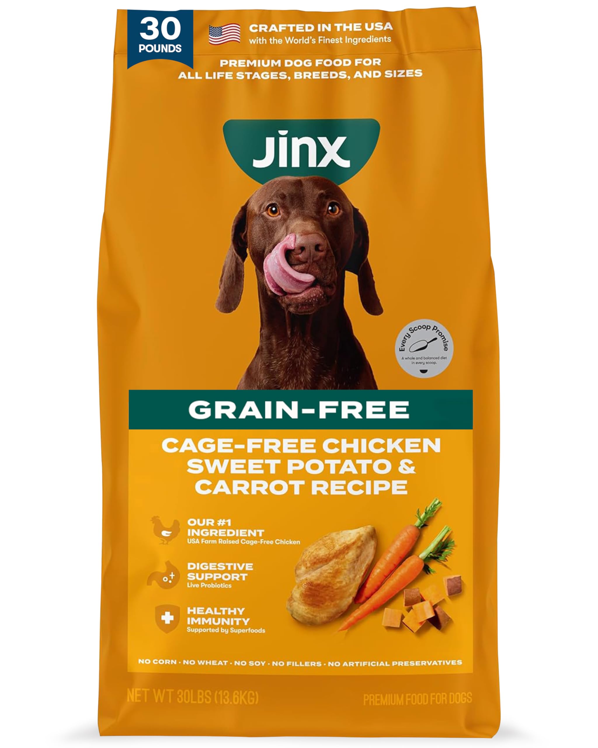 Jinx Chicken, Sweet Potato & Carrot ALS Kibble Dog Dry Food, Grain-Free 30lb Bag