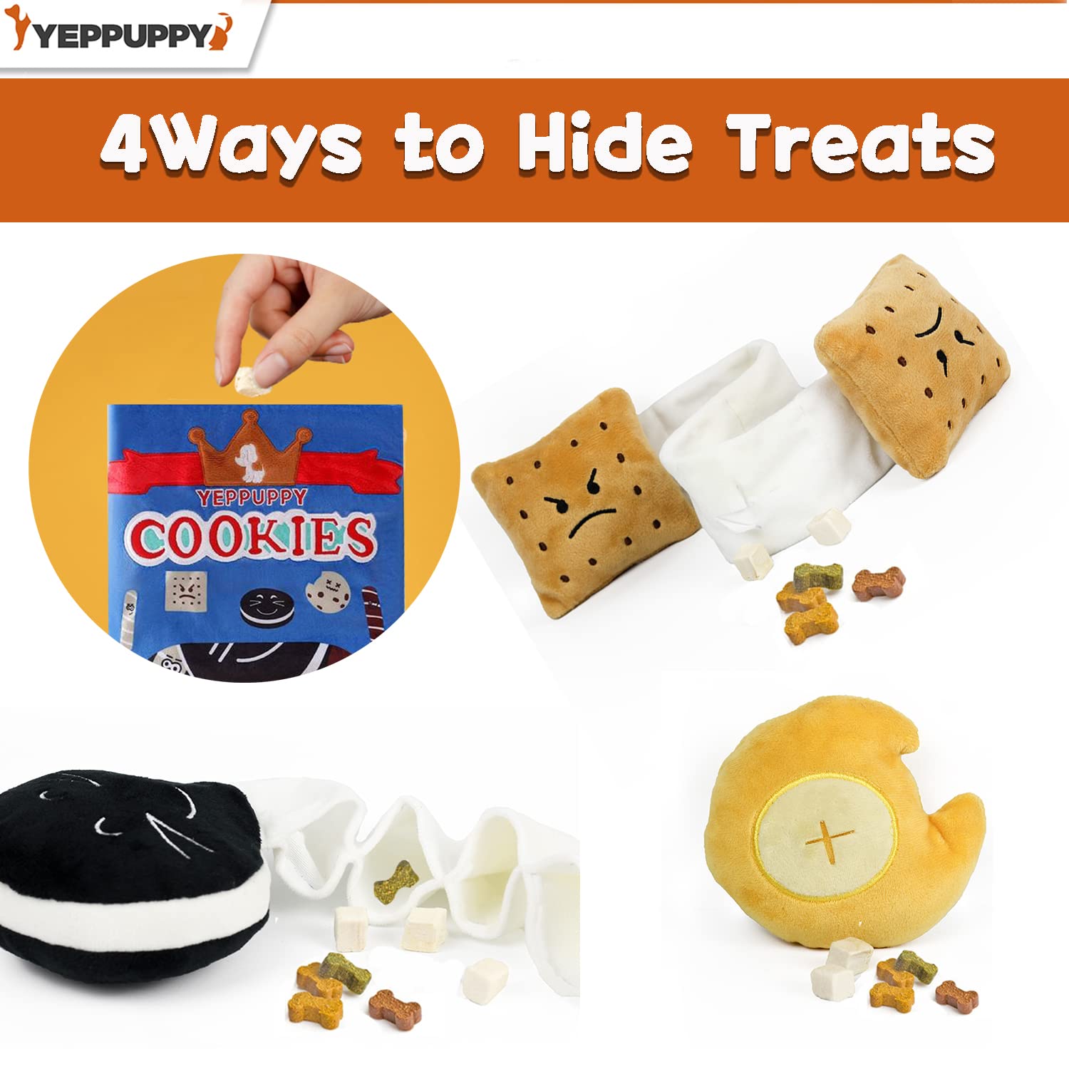 Yeppuppy Dog Plush Toy Set With Snack Bag (Cookies)