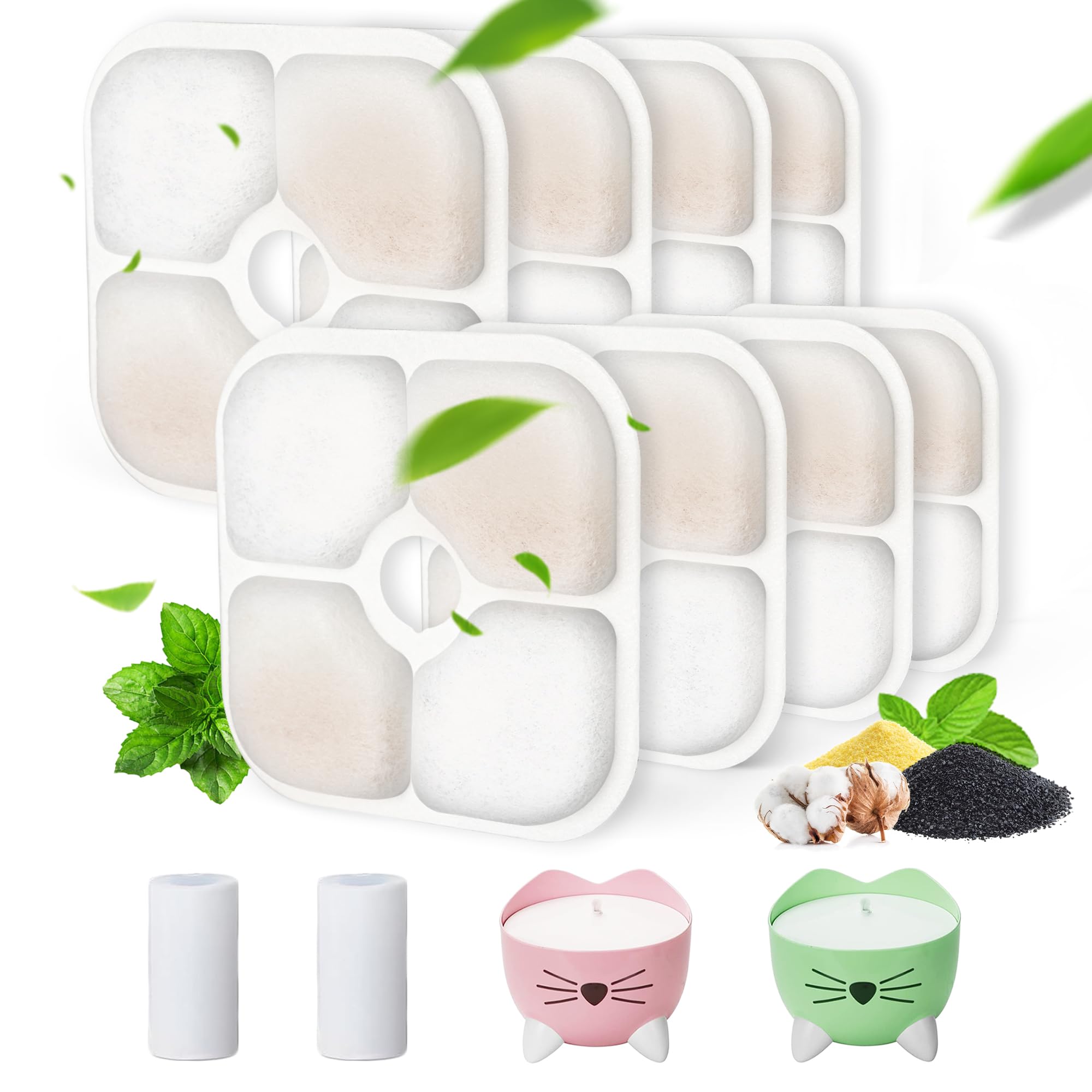 Cat Water Fountain Filter,Cat Fountain Filters Replacement for PIXI Pet Water Fountain,8 Pack Pet Fountain Filter Replacement,2 