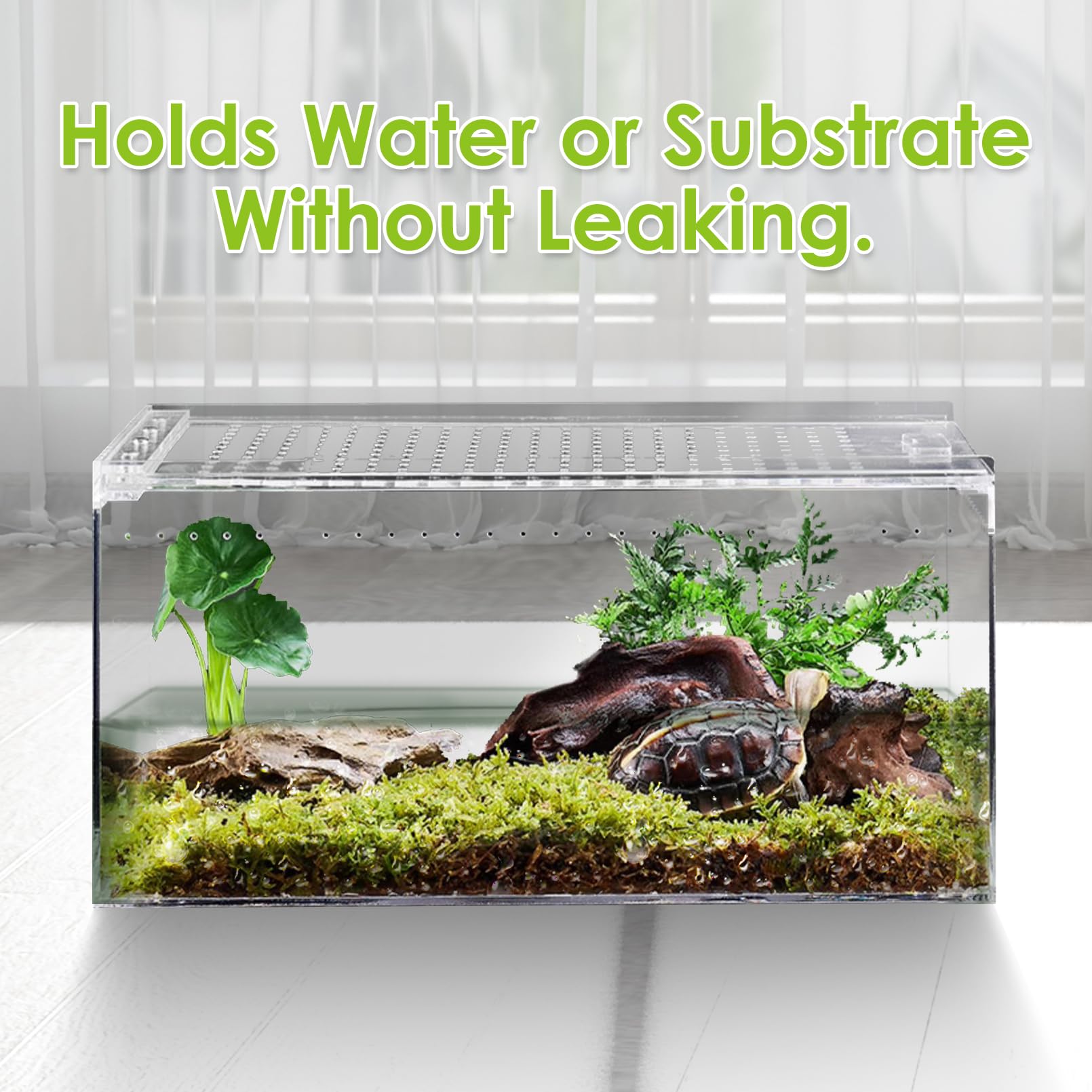 Apatal Reptile Terrarium Enclosure 8X6X4 Acrylic Tarantula Breeding Box Magnetic Hermit Crab Habitat Tank Transparent Jump