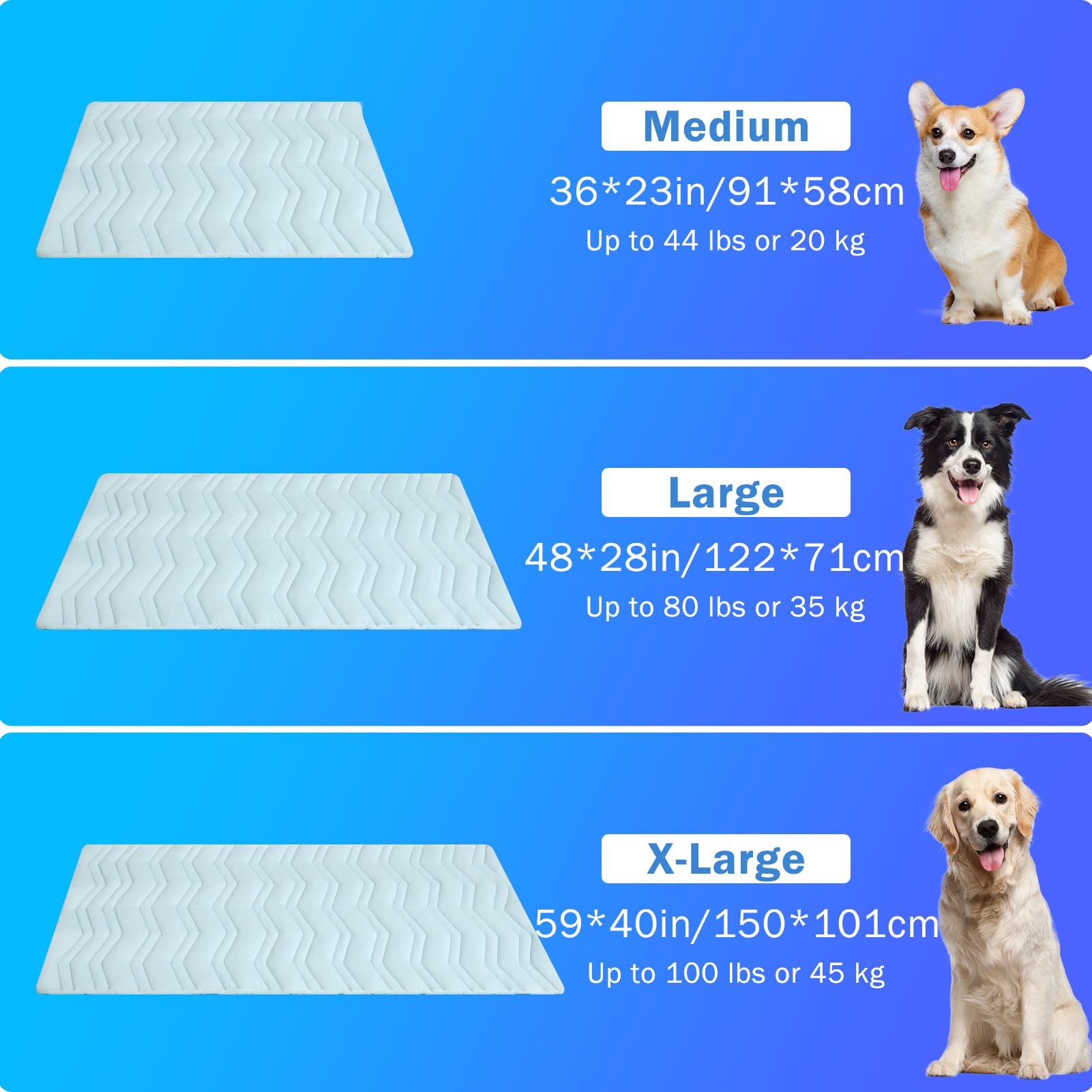 Scenereal Dog Cooling Mat For Crate, Thicken Self-Cooling Dog Pad Reversible (Cool & Warm), 59''X40'' Extra Large Pet Cool Bed U