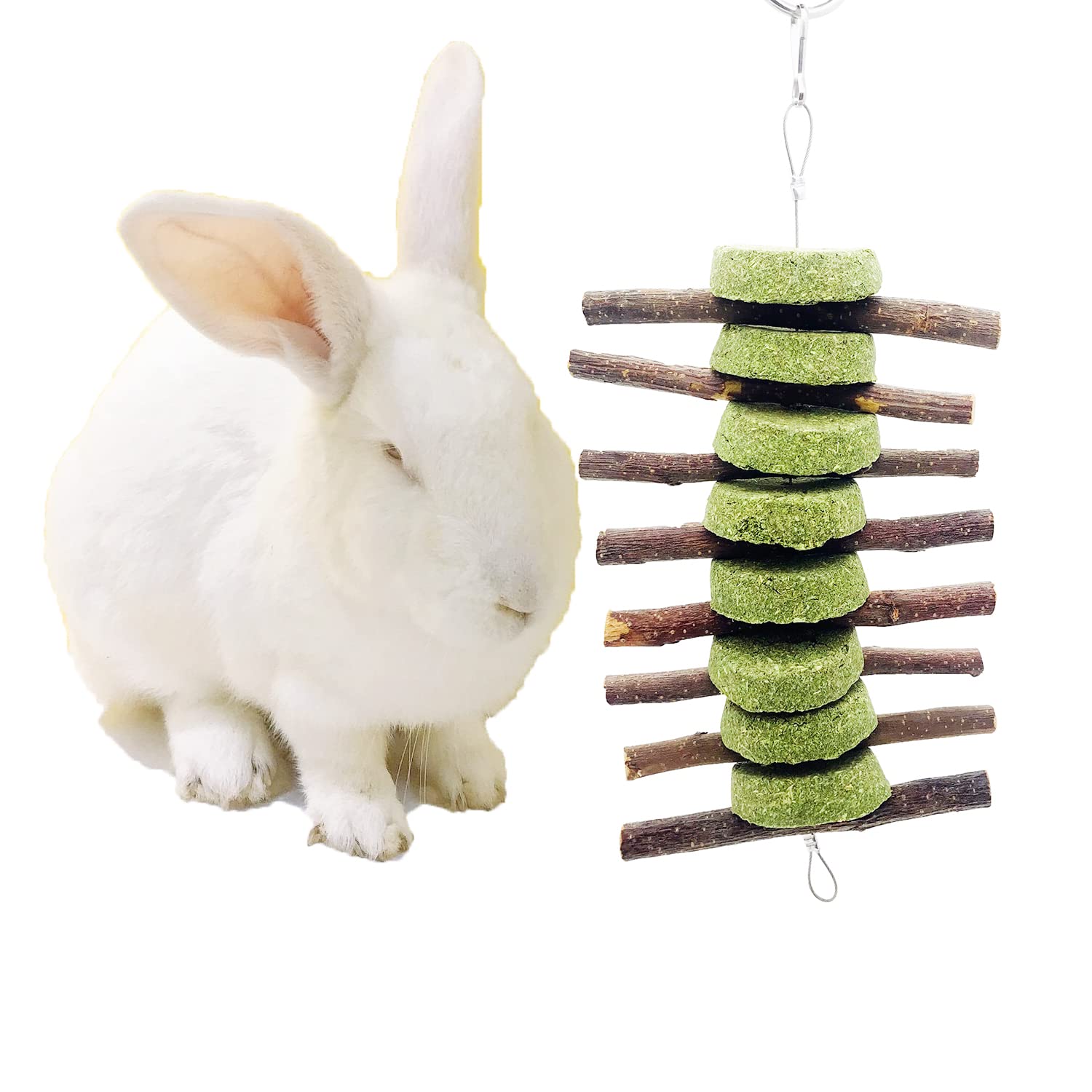 Myyzmy 3 Pcs Bunny Chew Toys, Rabbit Chew Toys For Teeth Grinding, Natural Organic Apple Wood Stick For Improve Rabbits Guinea P