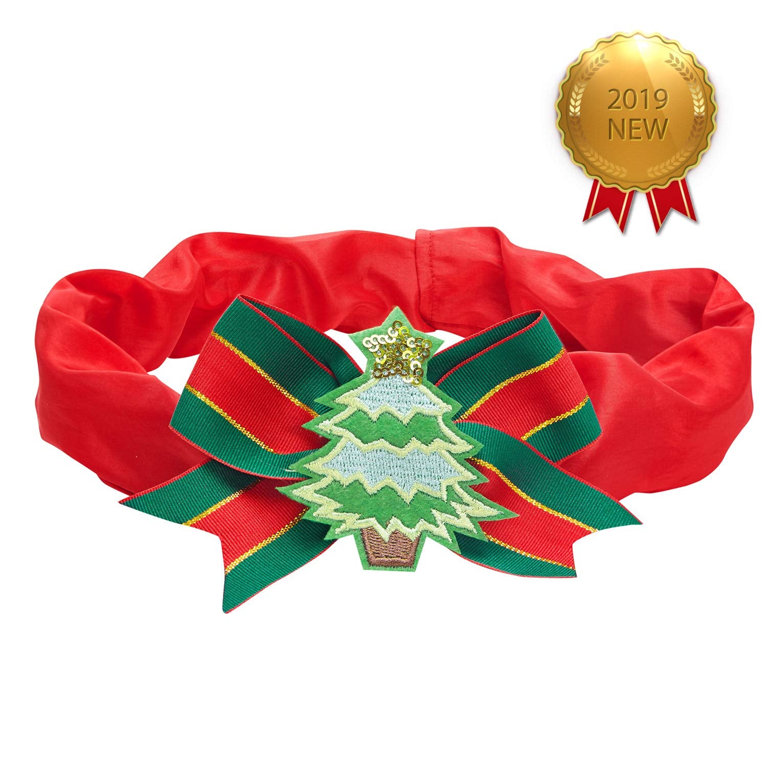 Blueberry Pet Festival Fever Christmas Tree Dog Collar Cover For Small, Medium, Large Collars, Holiday Decorative Accessory For
