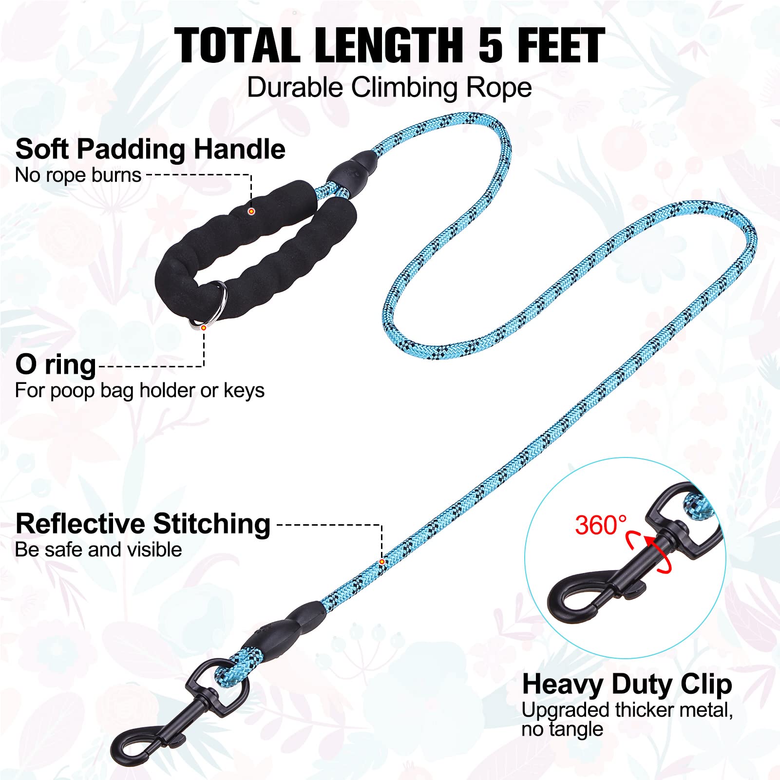 Beautyzoo Step In Dog Harness And Leash Set,Floral Pattern Reflective Dog Harness No Pull No Choke Puppy Harness For Small Mediu