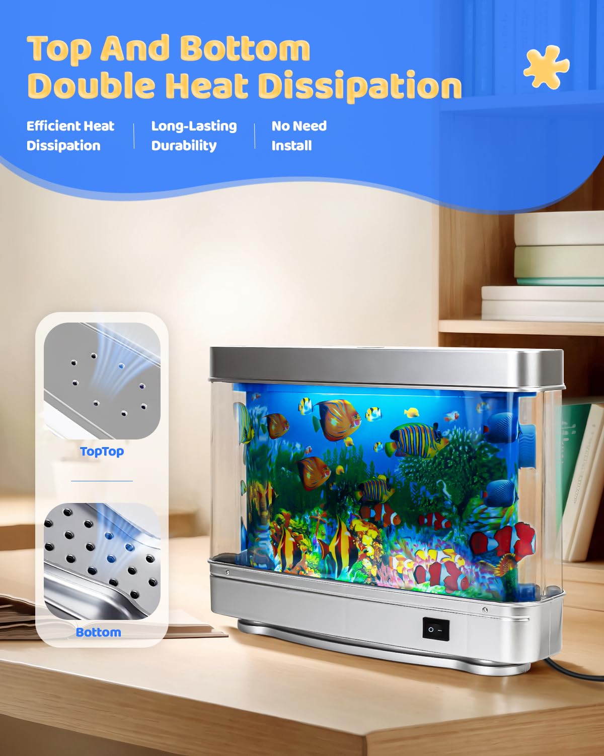 SOOBEEKE Fake Fish Tank Baby Aquarium - Artificial Fish Lamp with Moving Tropical Fish - LED Sensory Aquarium Light for Bedroom,