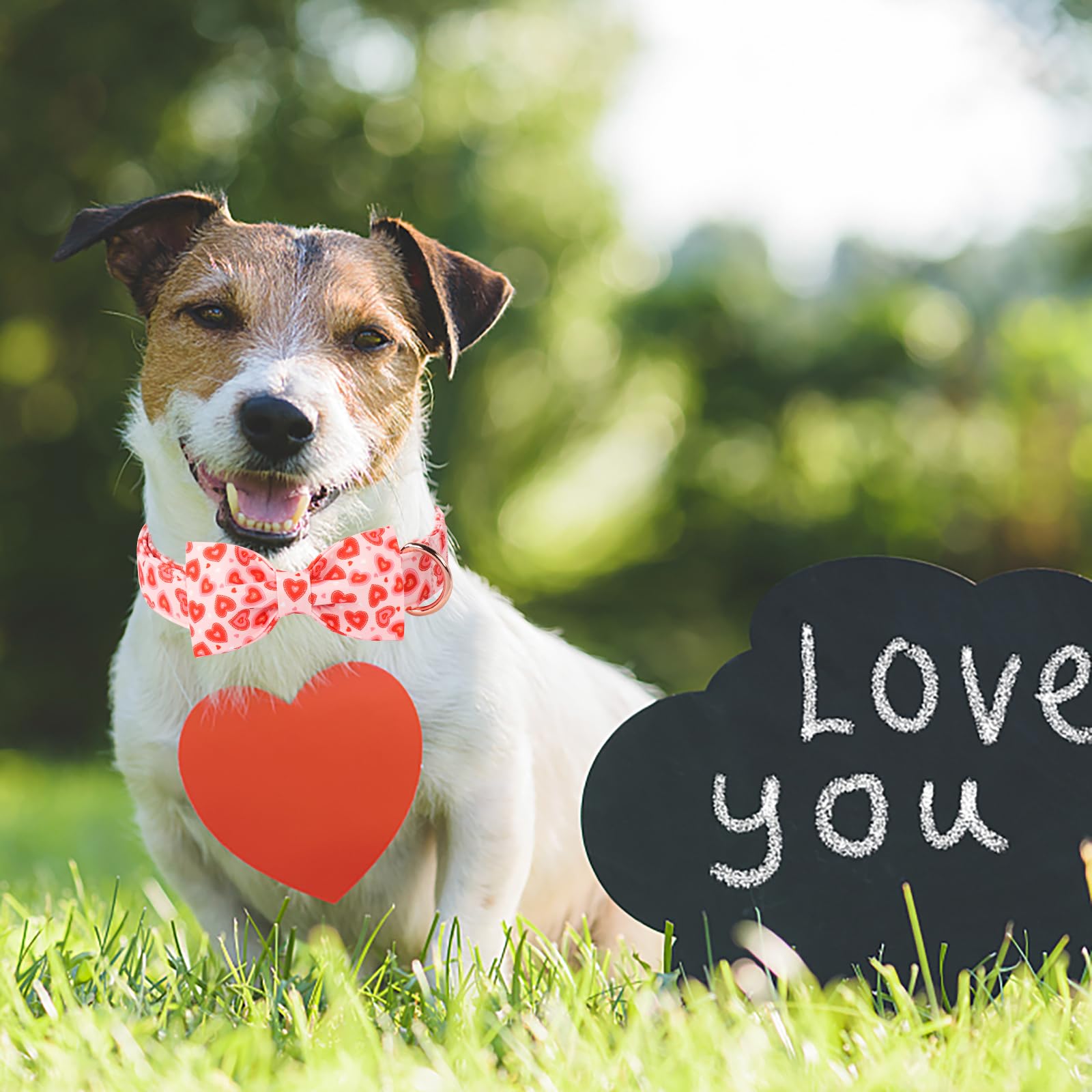 Aring Pet Valentine'S Dog Collar-Cute Pink Heart Dog Collars With Bow, Adjustable Wedding Heart Bowtie Dogs Collars Pet Necklace