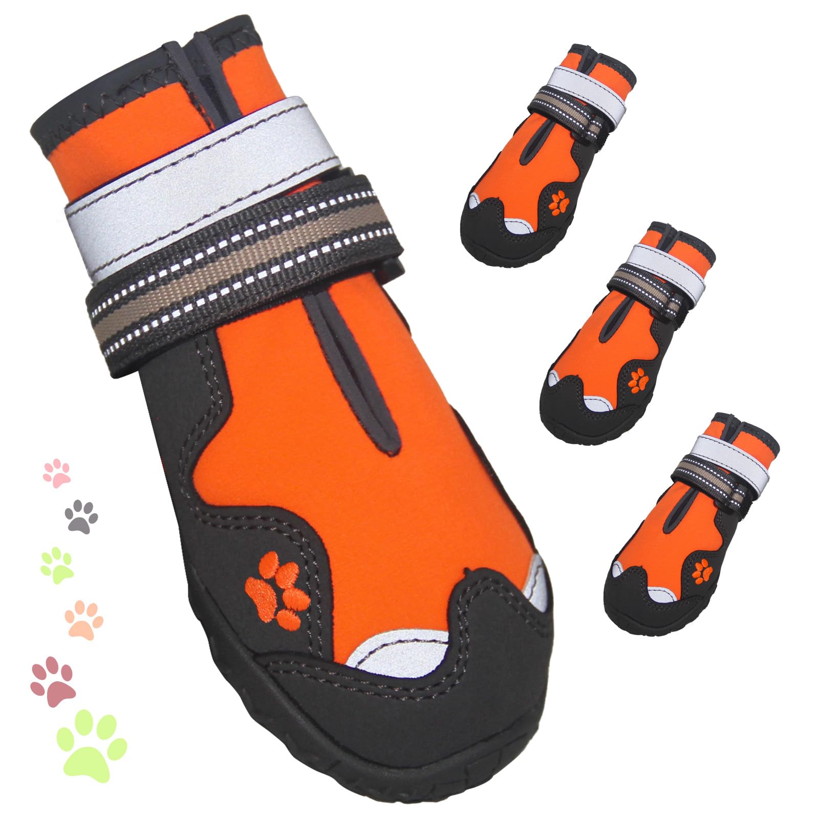 Dog Shoes, FISHOAKY Dog Shoes for Large Dogs, 360Anti Slip Medium Dog Boots & Paw Protectors Winter Snowy and Summer Hot Pavemen