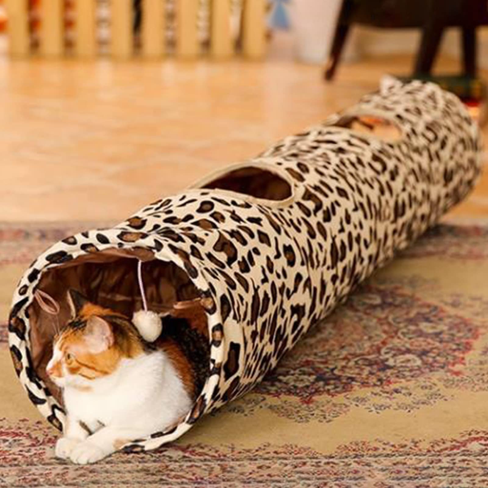 Leerking Extra Long Cat Tunnel 51''(L) Dia 12'' For Large Fat Cat Connectable Crinkle Tube Indoor Outdoor Hideaway Toy For Kitty