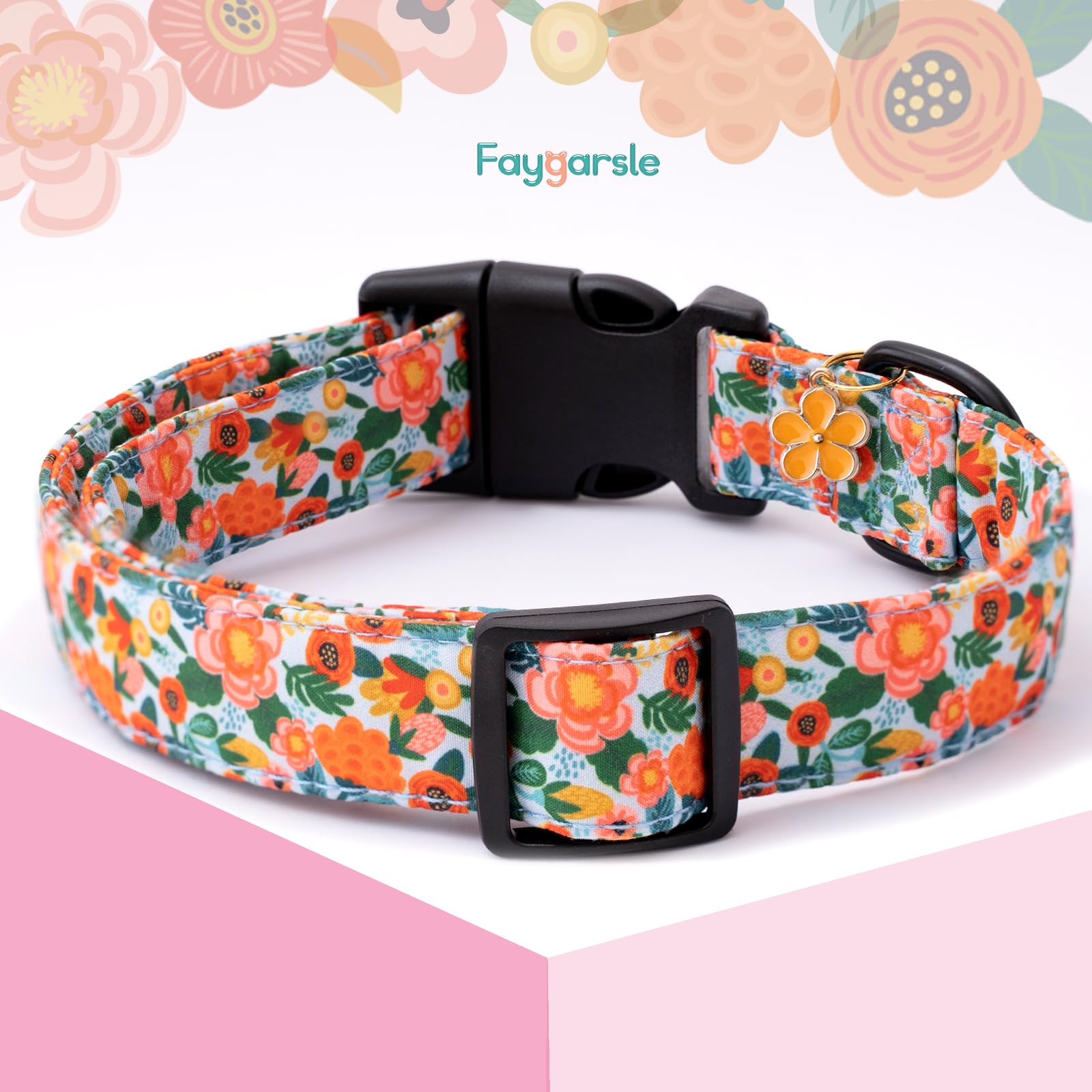 Faygarsle Dog Collar For Small Medium Large Dogs Cute Gaily Colored Puppy Collars For Female Dogs Floral Patterned Pet Collars F