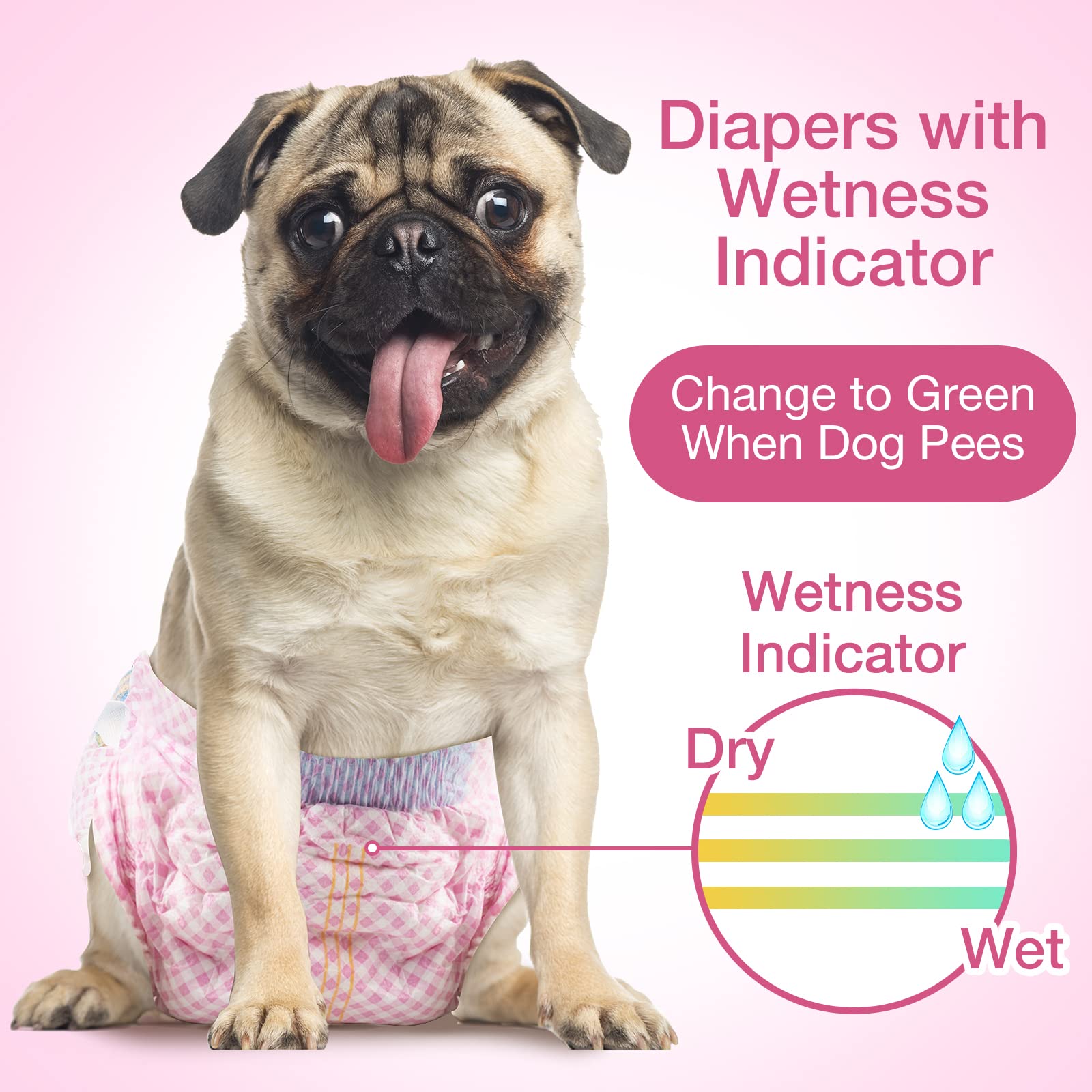 Flying Paws Disposable Female Dog Diapers, Puppy Diapers with Adjustable Elastic Waistline for Female Dog or Cat in Heat, Incont
