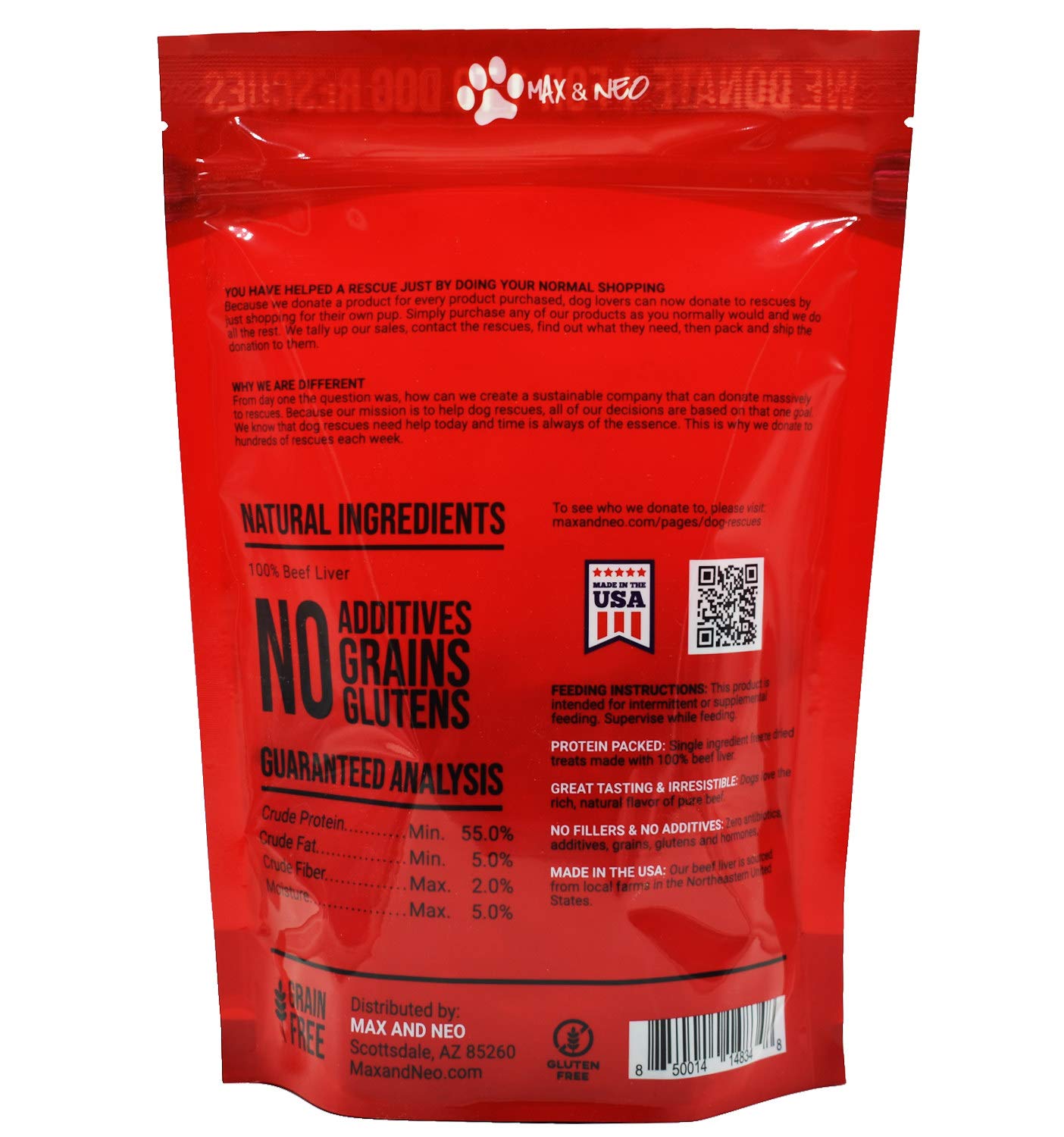 Max and Neo Freeze Dried Beef Liver Dog Treats - Single Ingredient, Pasture Raised, Grass Fed, Human Grade Beef Grown in The USA