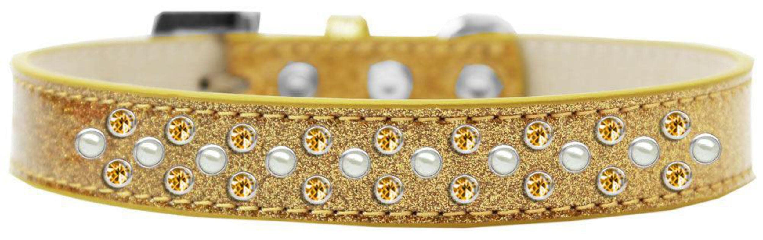 Mirage Pet Products Sprinkles Ice Cream Dog Collar with Pearl and Yellow Crystals, Size 18, Pink